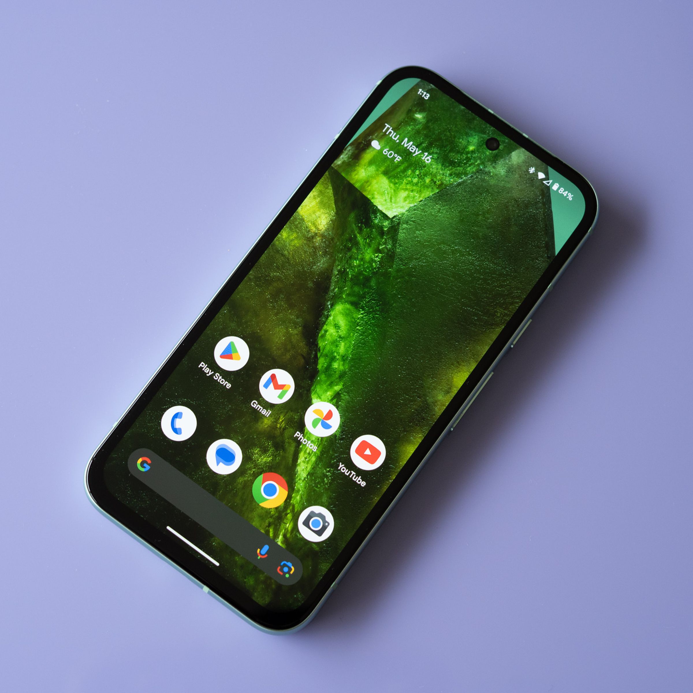 Google Pixel 8A showing home screen.