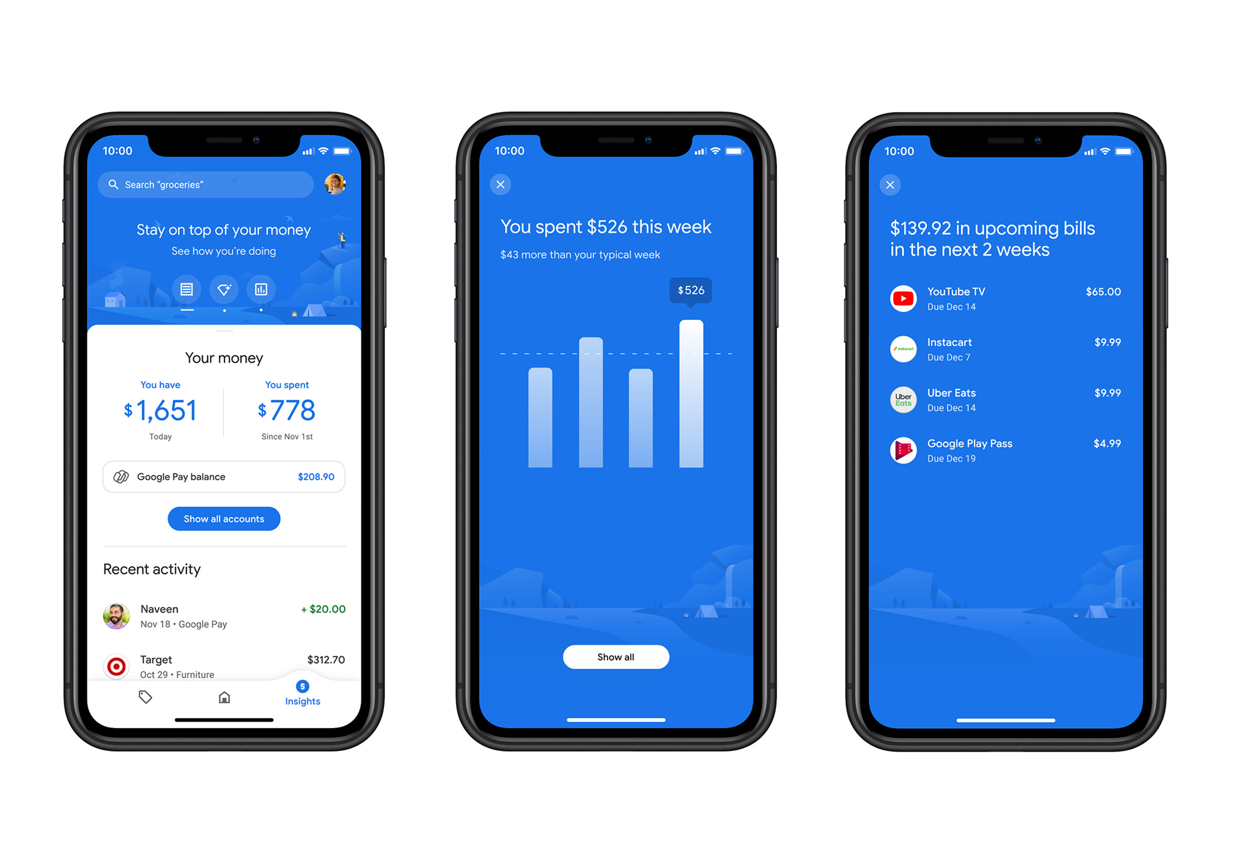You can connect Google Pay to your bank to track your spending across multiple accounts