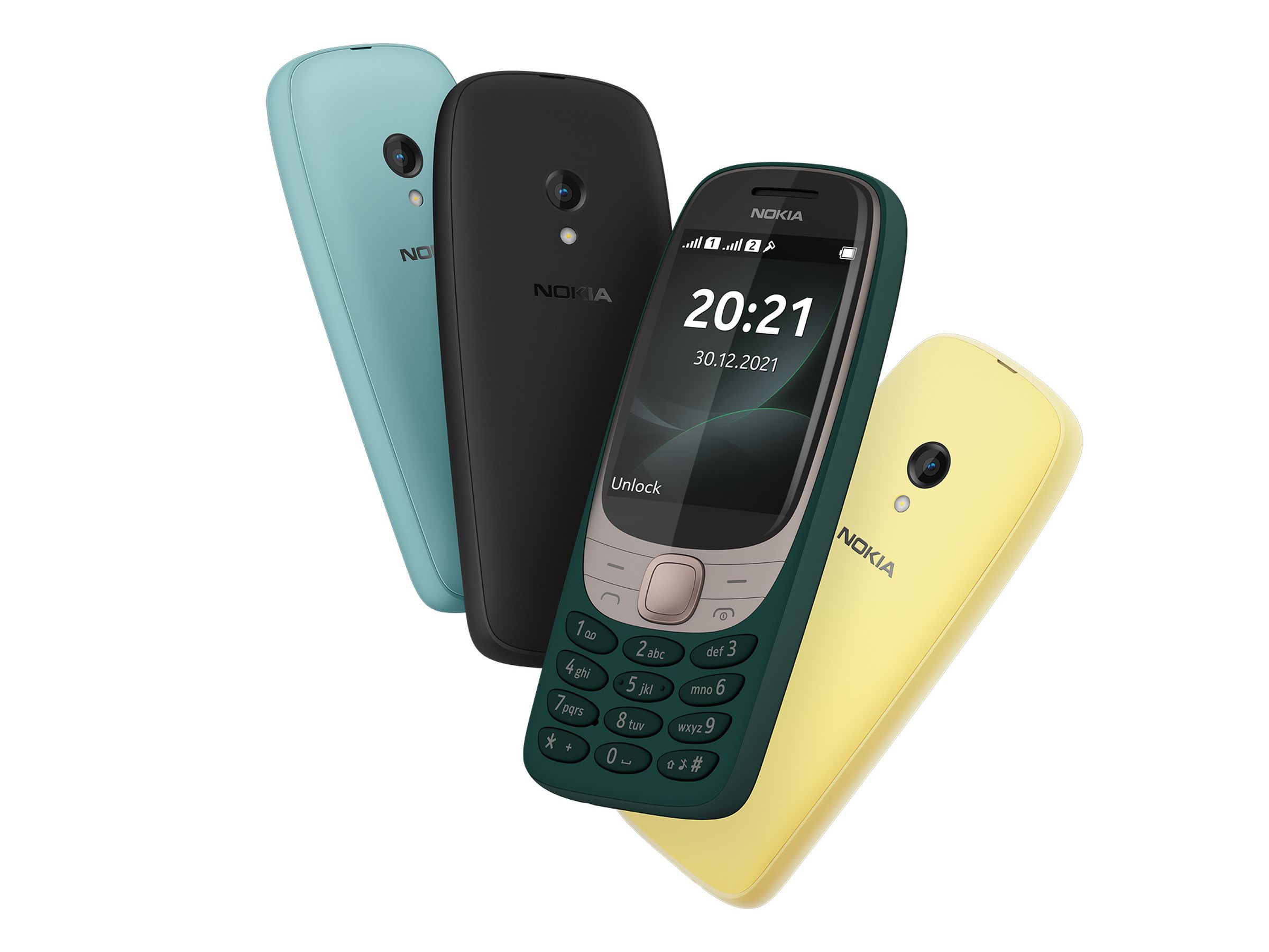 The Nokia 6310 features basic 2G connectivity and emphasizes accessibility. 