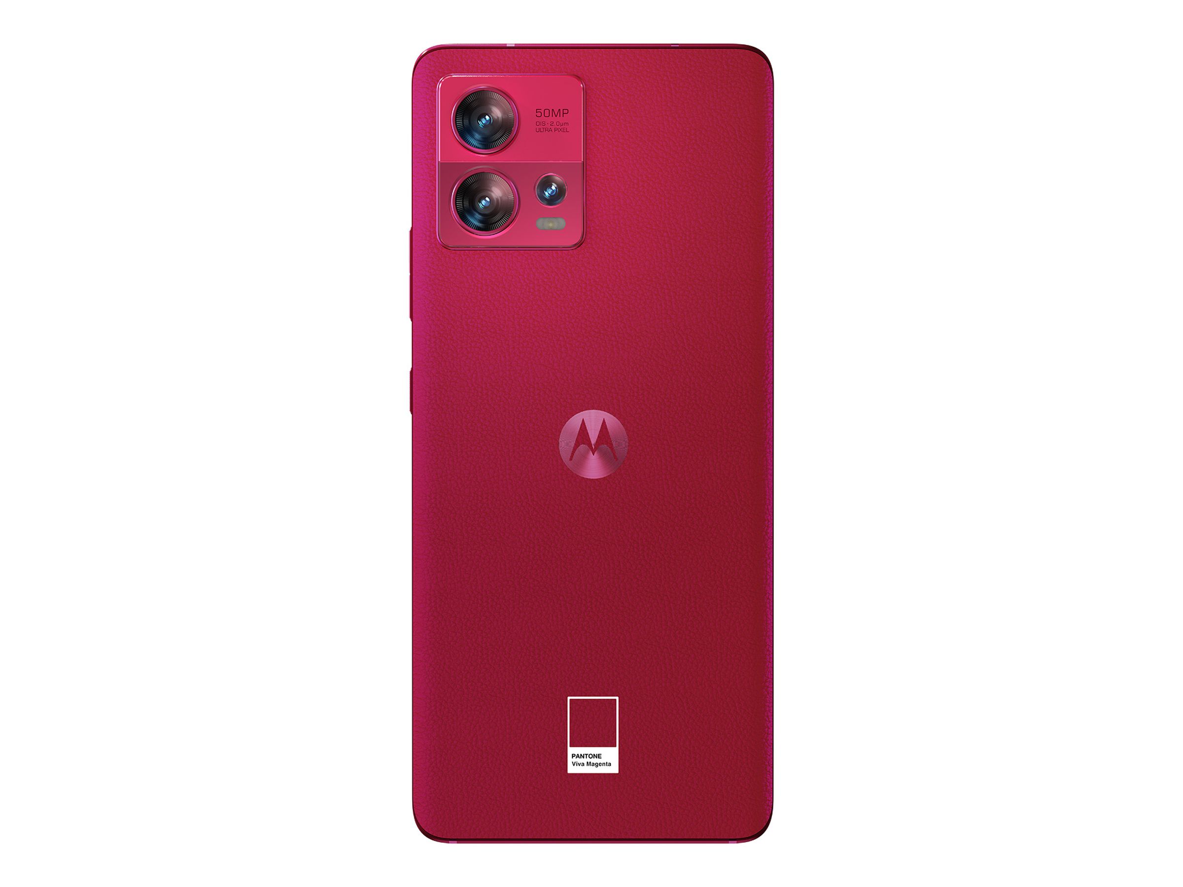 Pantone logosunu gösteren Motorola Edge 30 Fusion arka paneli.
