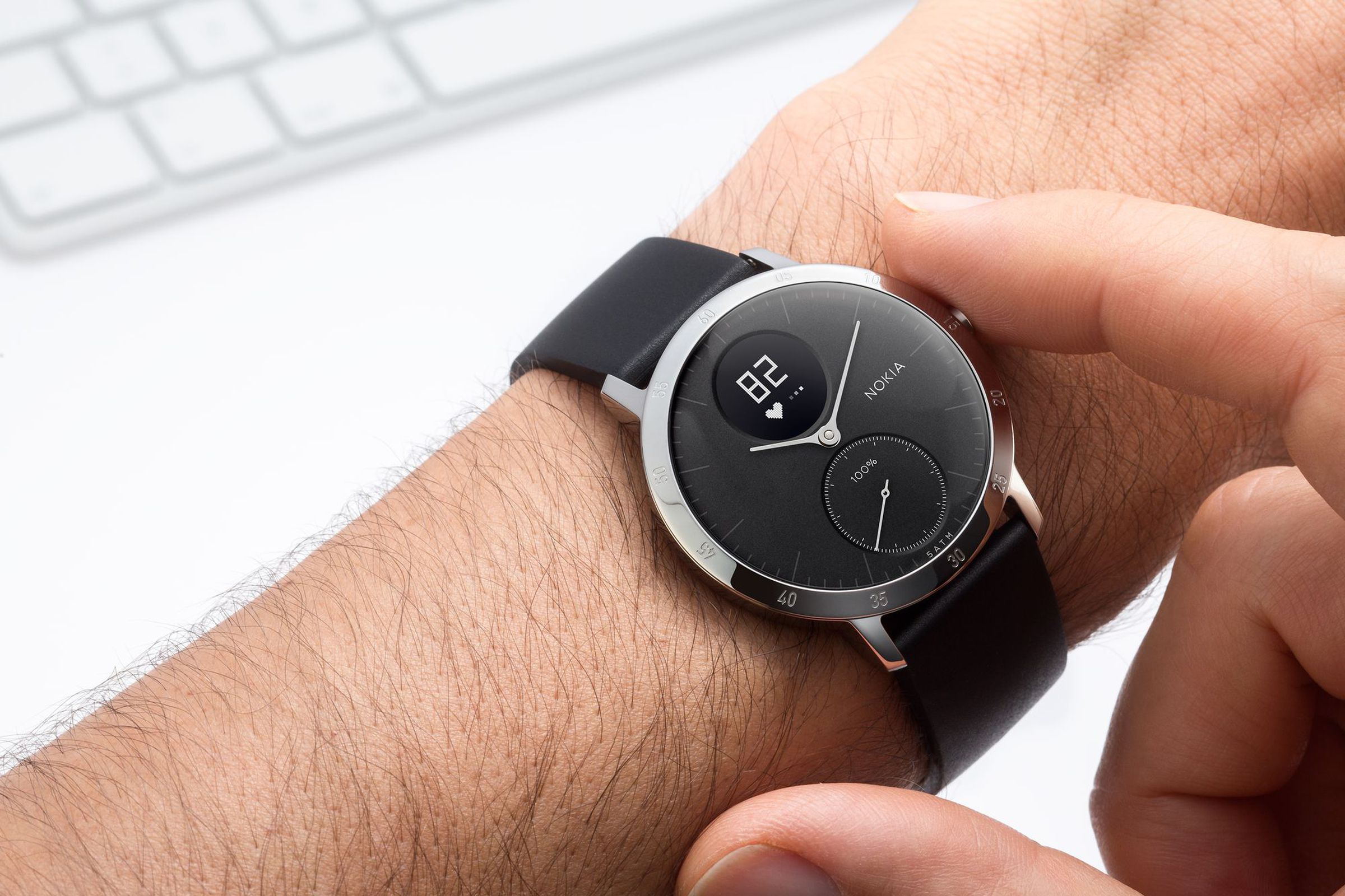 Nokia’s Steel HR fitness tracker and watch — a rebranding of a former Withings product. 