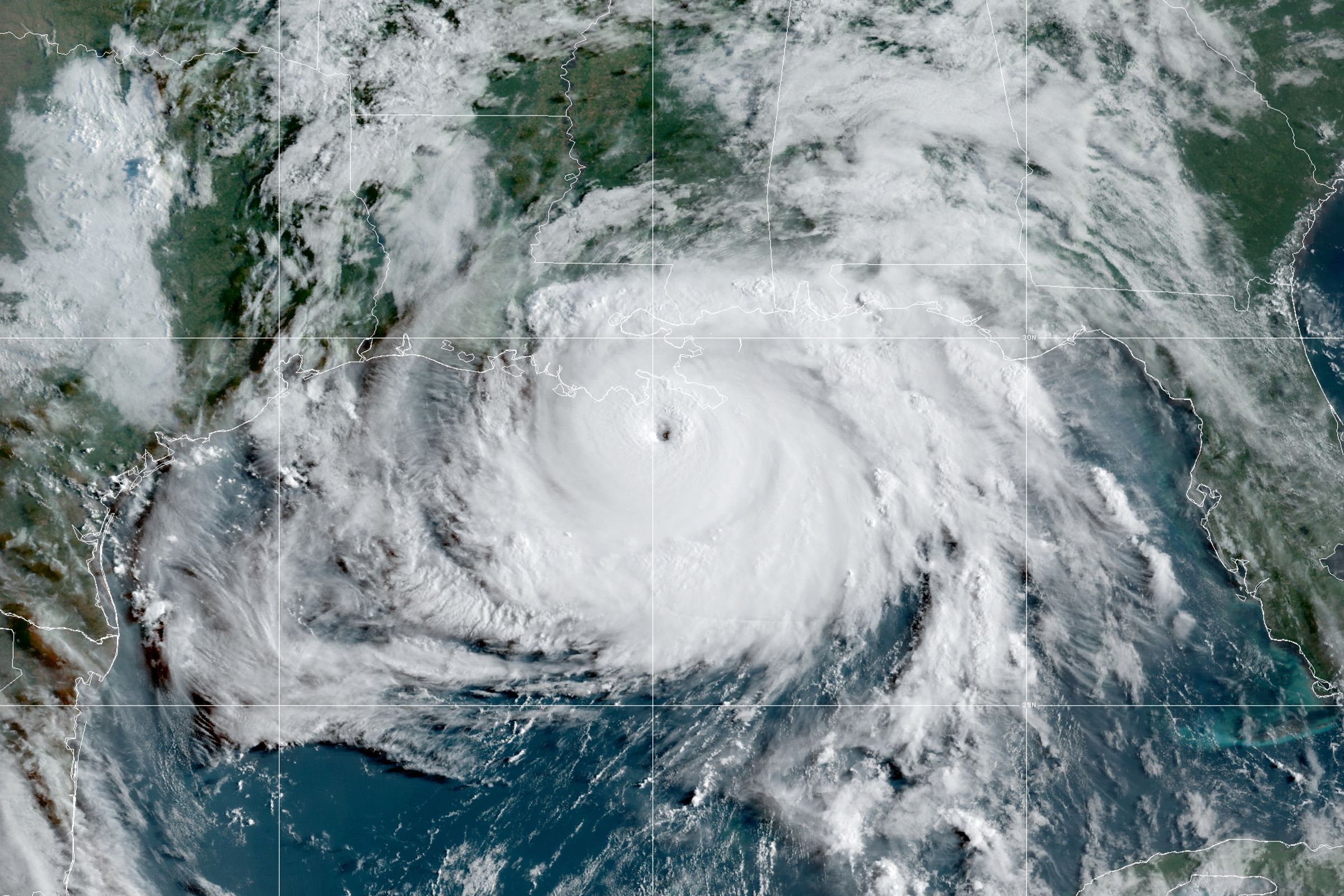 A satellite image of Hurricane Ida over the Gulf of Mexico.