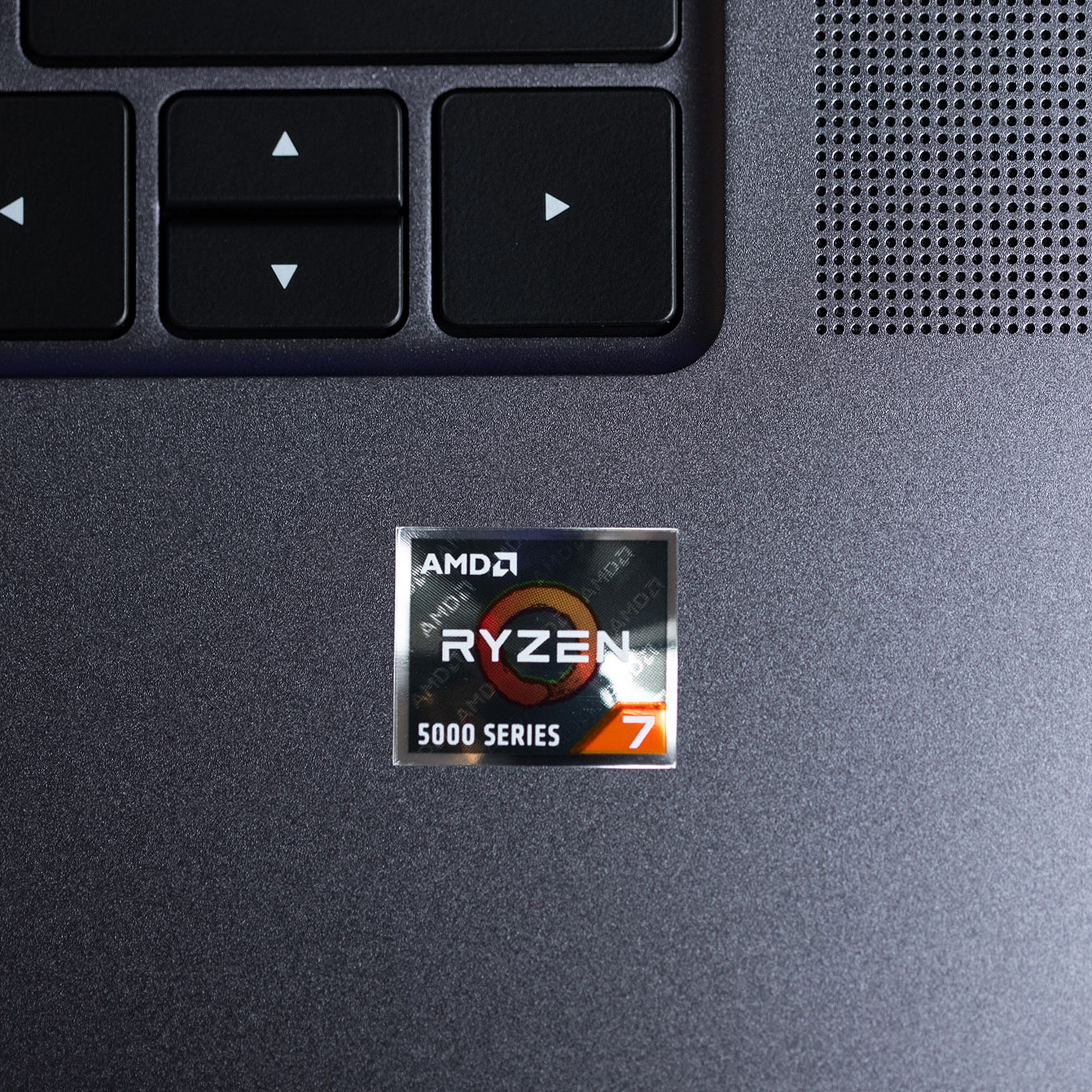 The AMD Ryzen 7 sticker on the right palm rest of the Huawei MateBook 16.