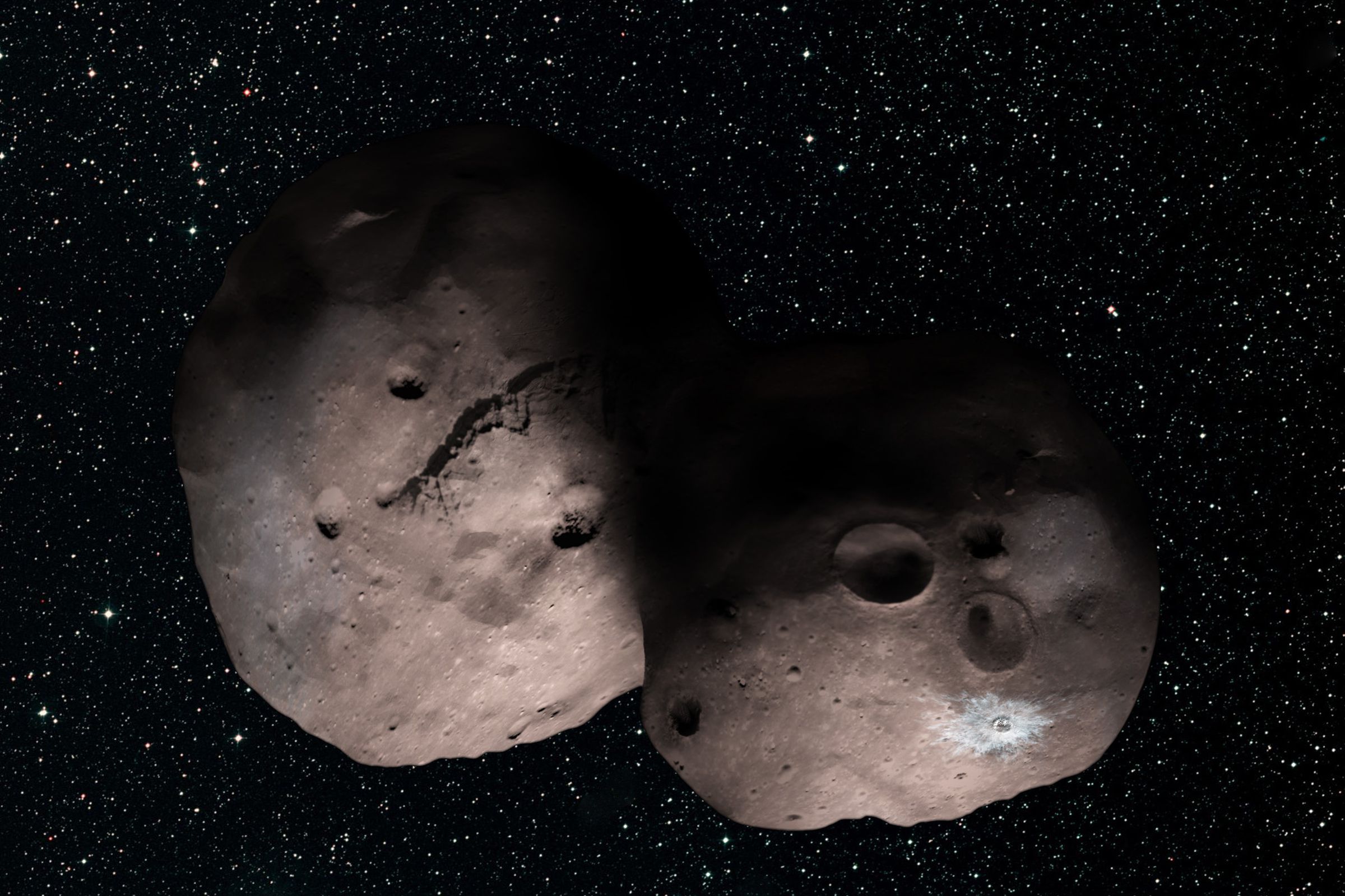 An artistic rendering of what MU69 could look like, based on telescope observations.