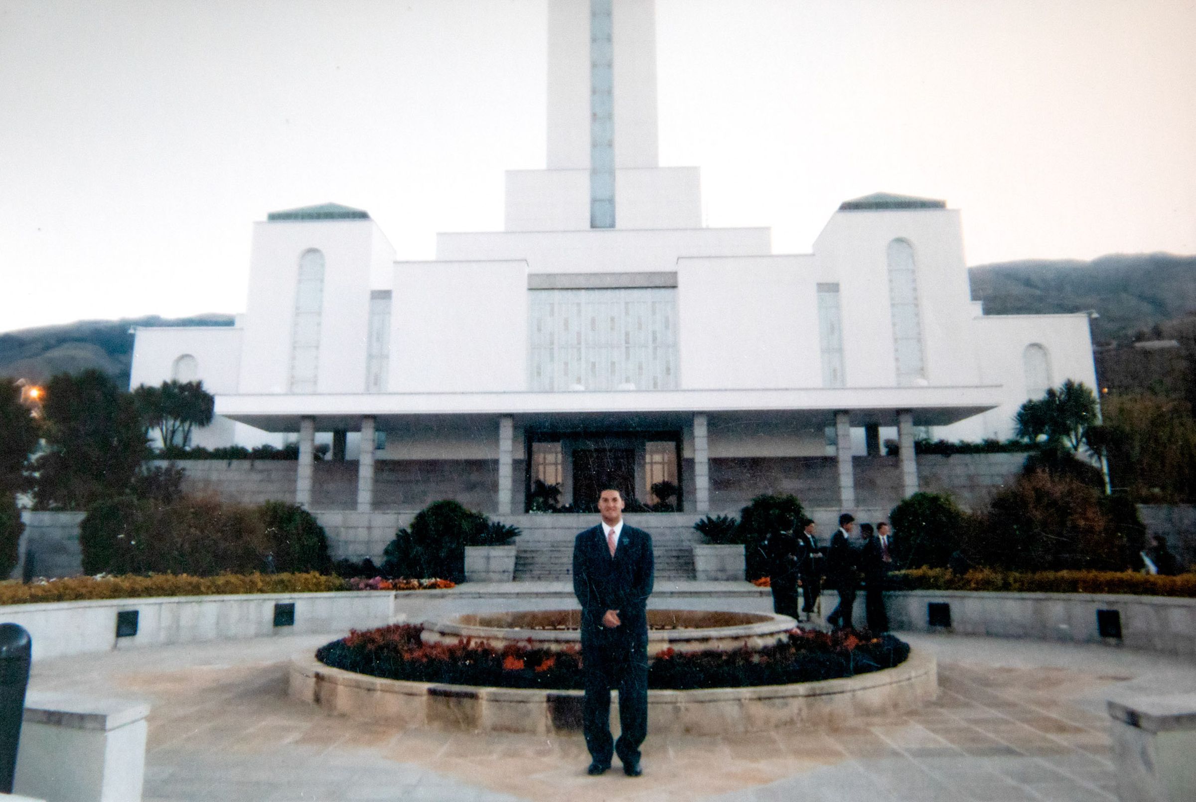 A personal photo of Joseph outside an LDS temple during his mission in Bolivia for the LDS Church.