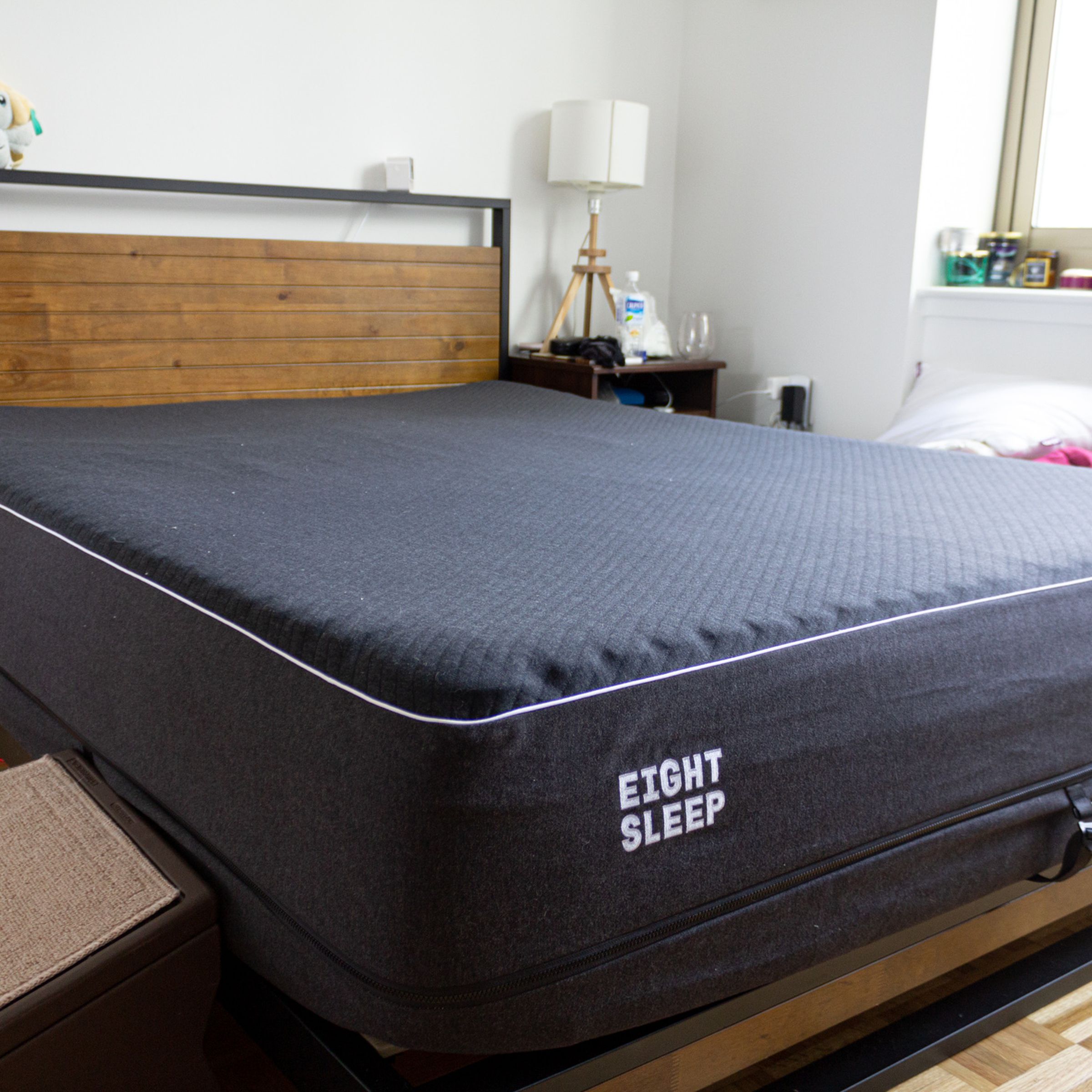 The Eight Sleep Pod 2 Pro Cover installed on a mattress.