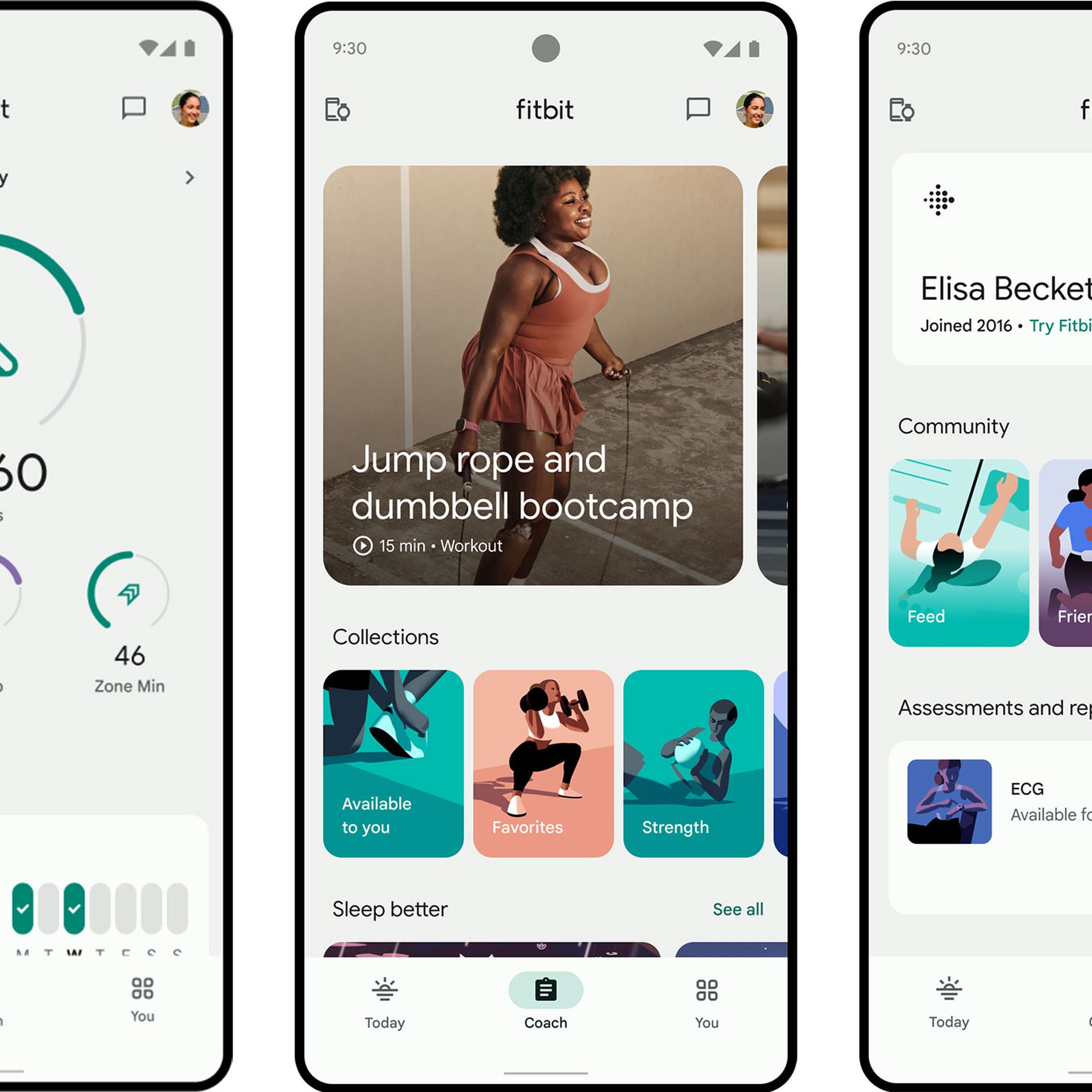 renders of the new Fitbit app redesign