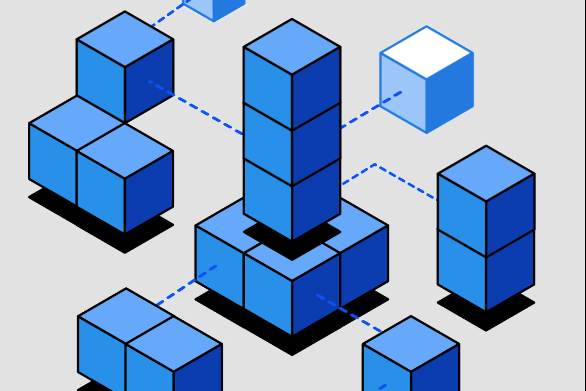 A series of blue cubes representing Project Bluesky.