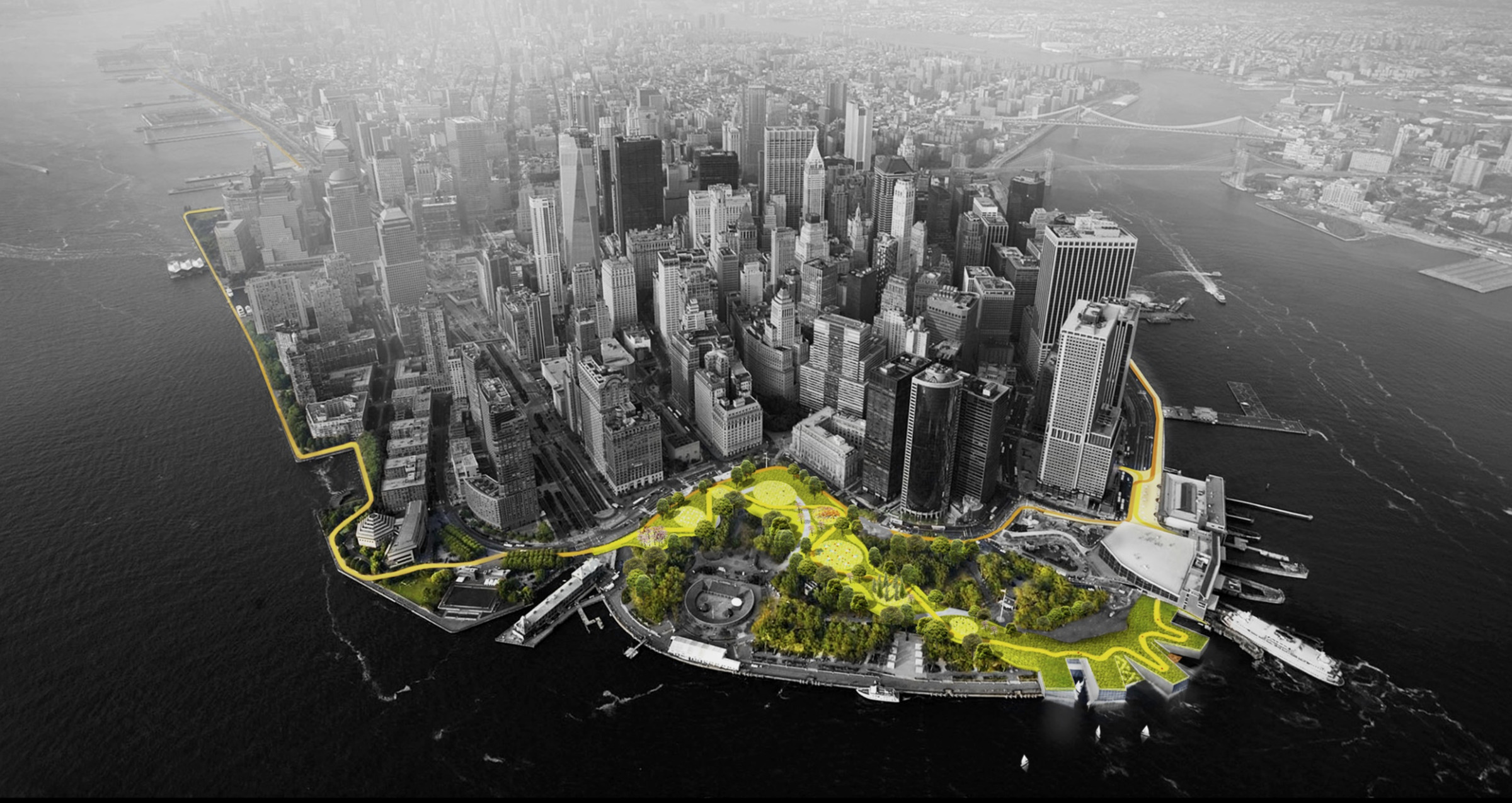 New York flood defense projects concept art
