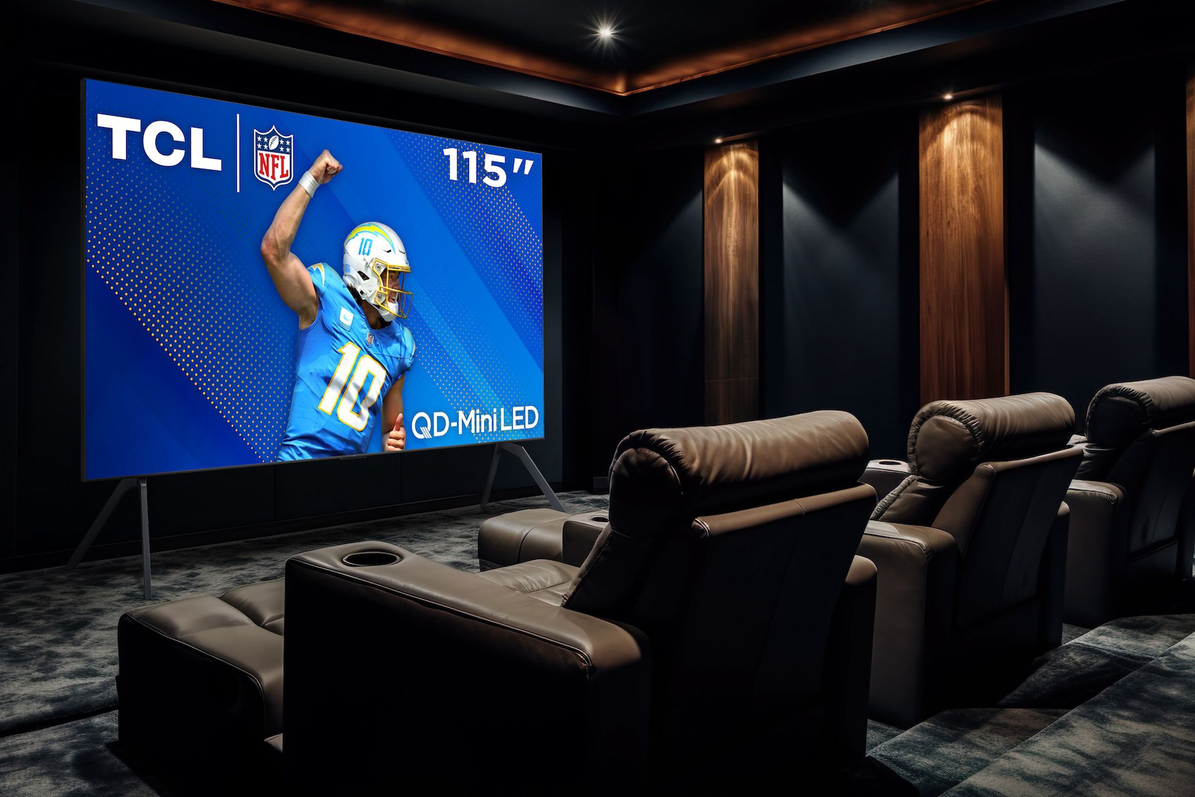 A marketing image of TCL’s 115-inch QM8 TV.