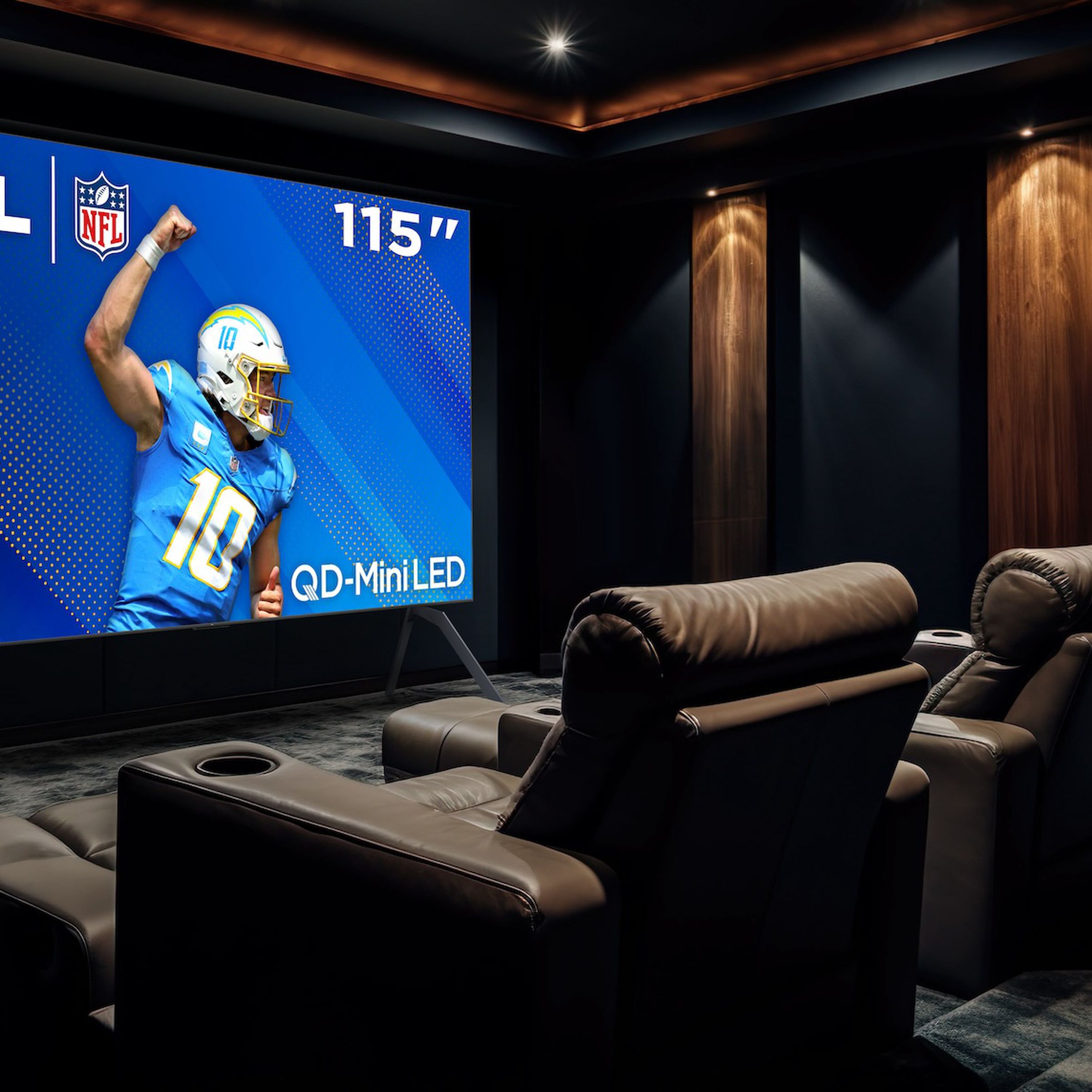A marketing image of TCL’s 115-inch QM8 TV.