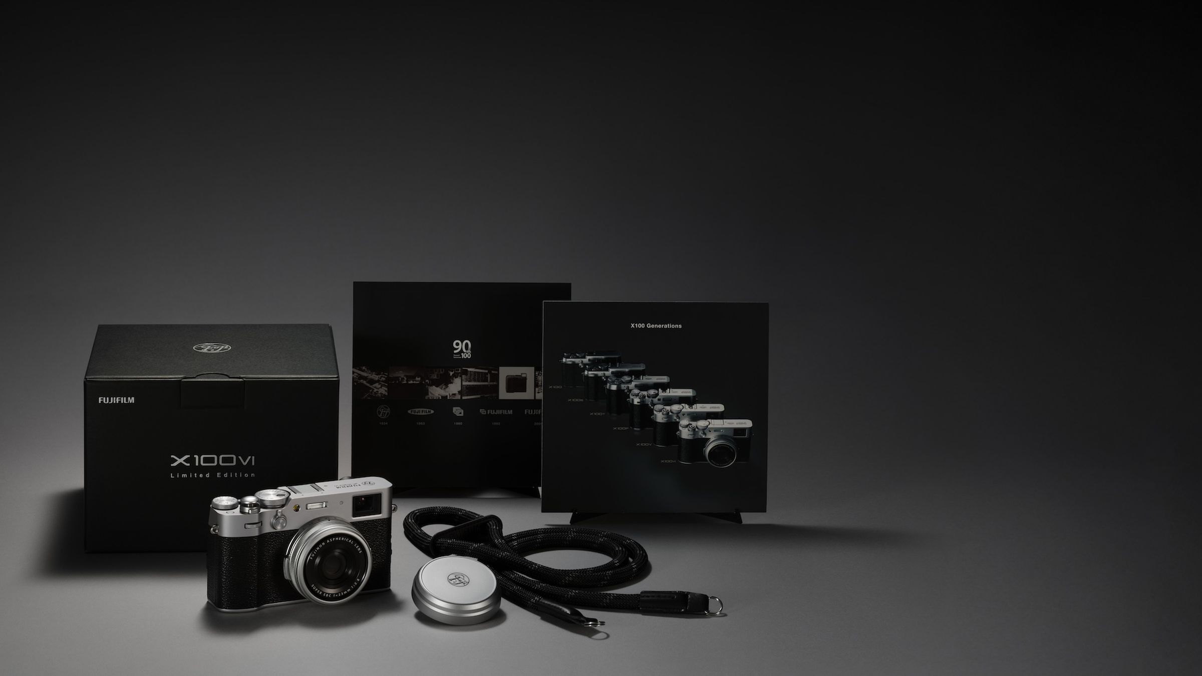 A marketing image of Fujifilm’s Limited Edition X100VI camera and exclusive accessories.
