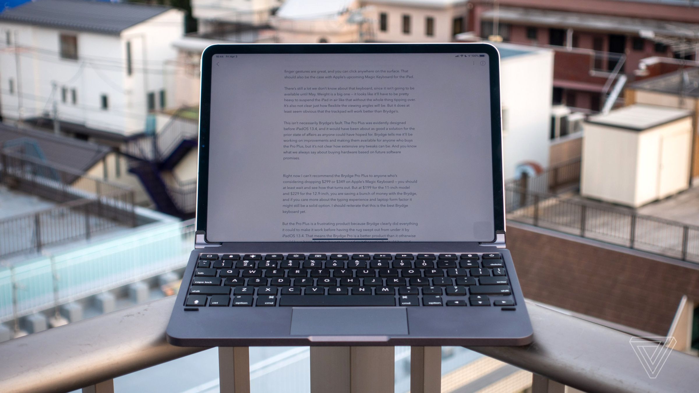 The Brydge Pro Plus keyboard has an integrated trackpad, so you don’t need to use the touchscreen (or, at least as much)