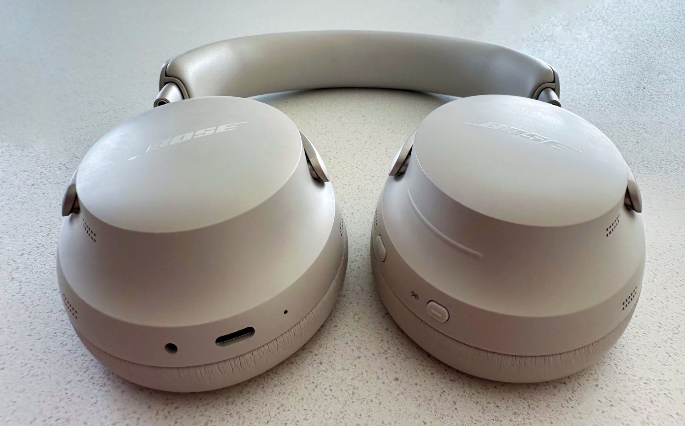 A hands-on photo of Bose’s QuietComfort Ultra Headphones.