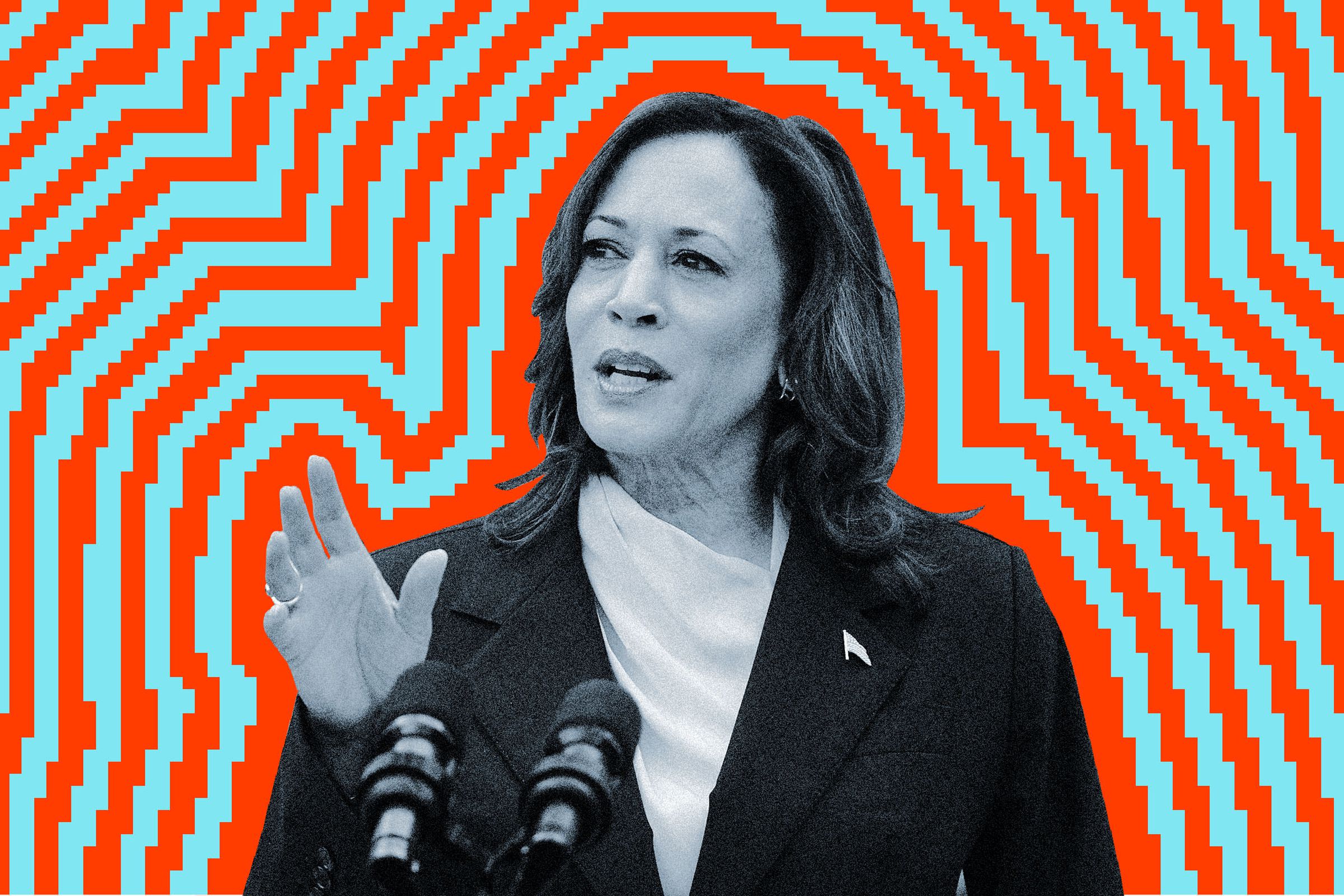 Graphic photo collage of Vice President Kamala Harris.