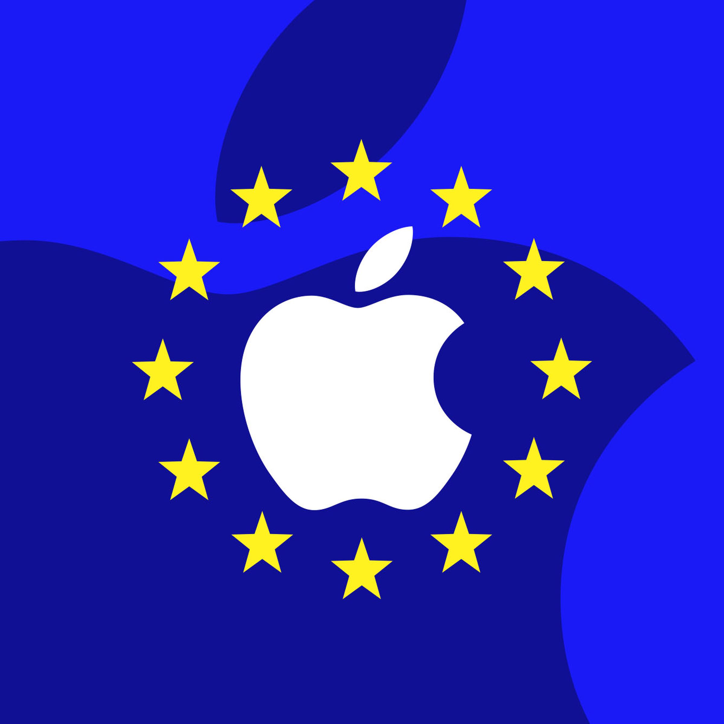 Vector illustration of the Apple logo in the EU stars.