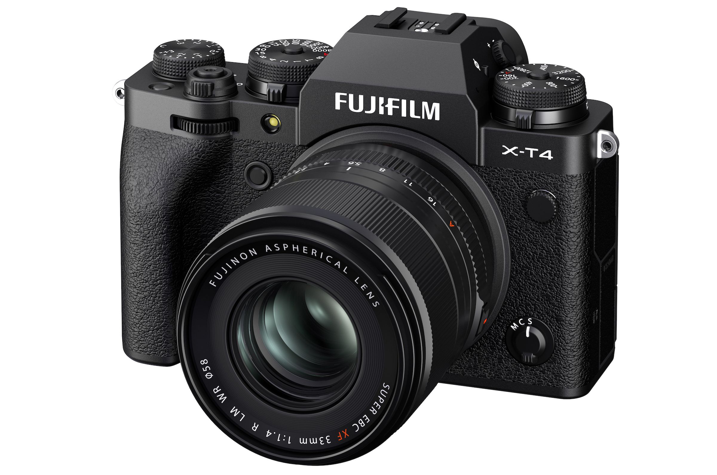 The new Fujinon XF33mm f/1.4 lens shown on an X-T4 body.