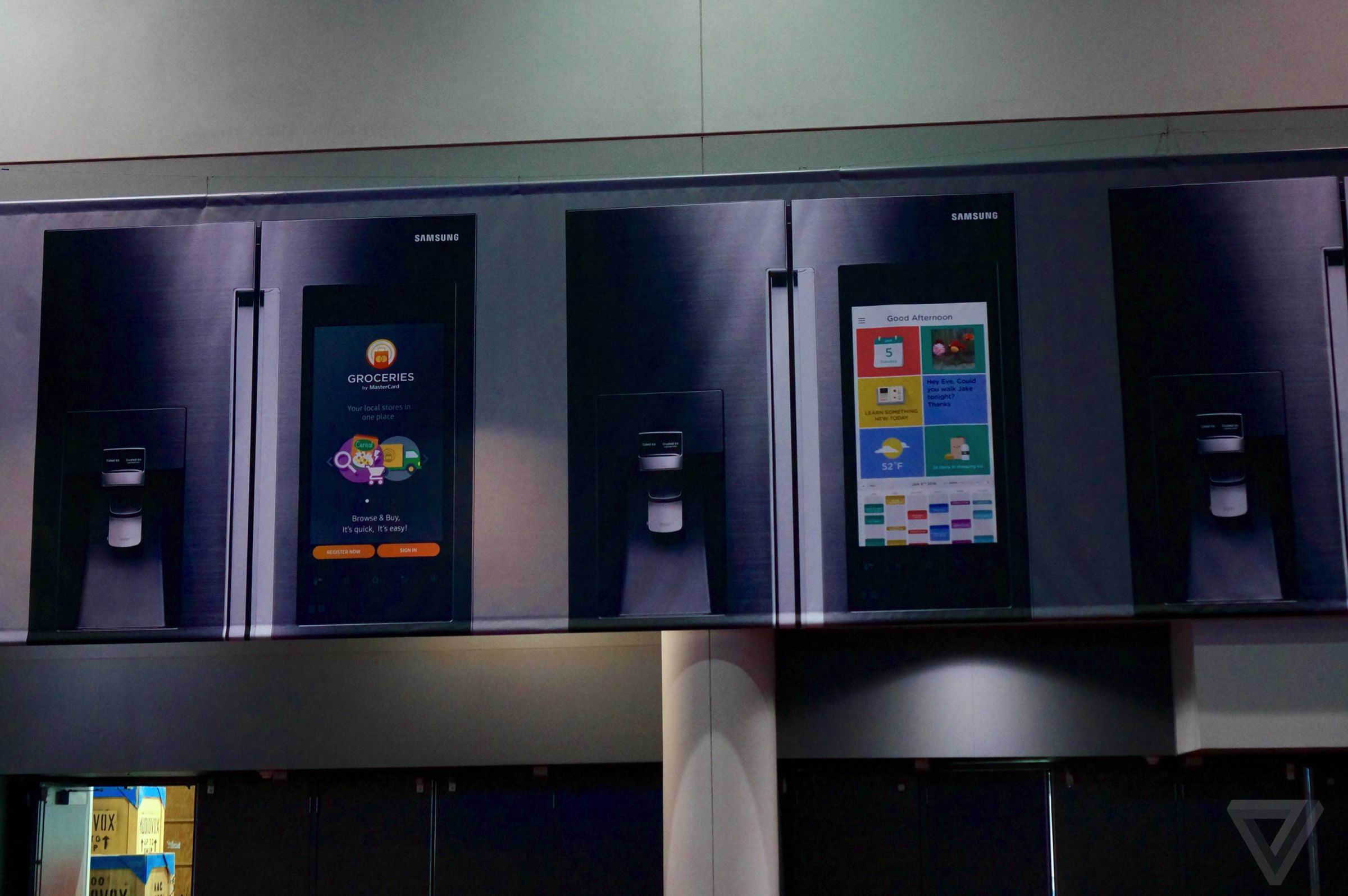 Pictures of Samsung's smart fridge with a massive touchscreen