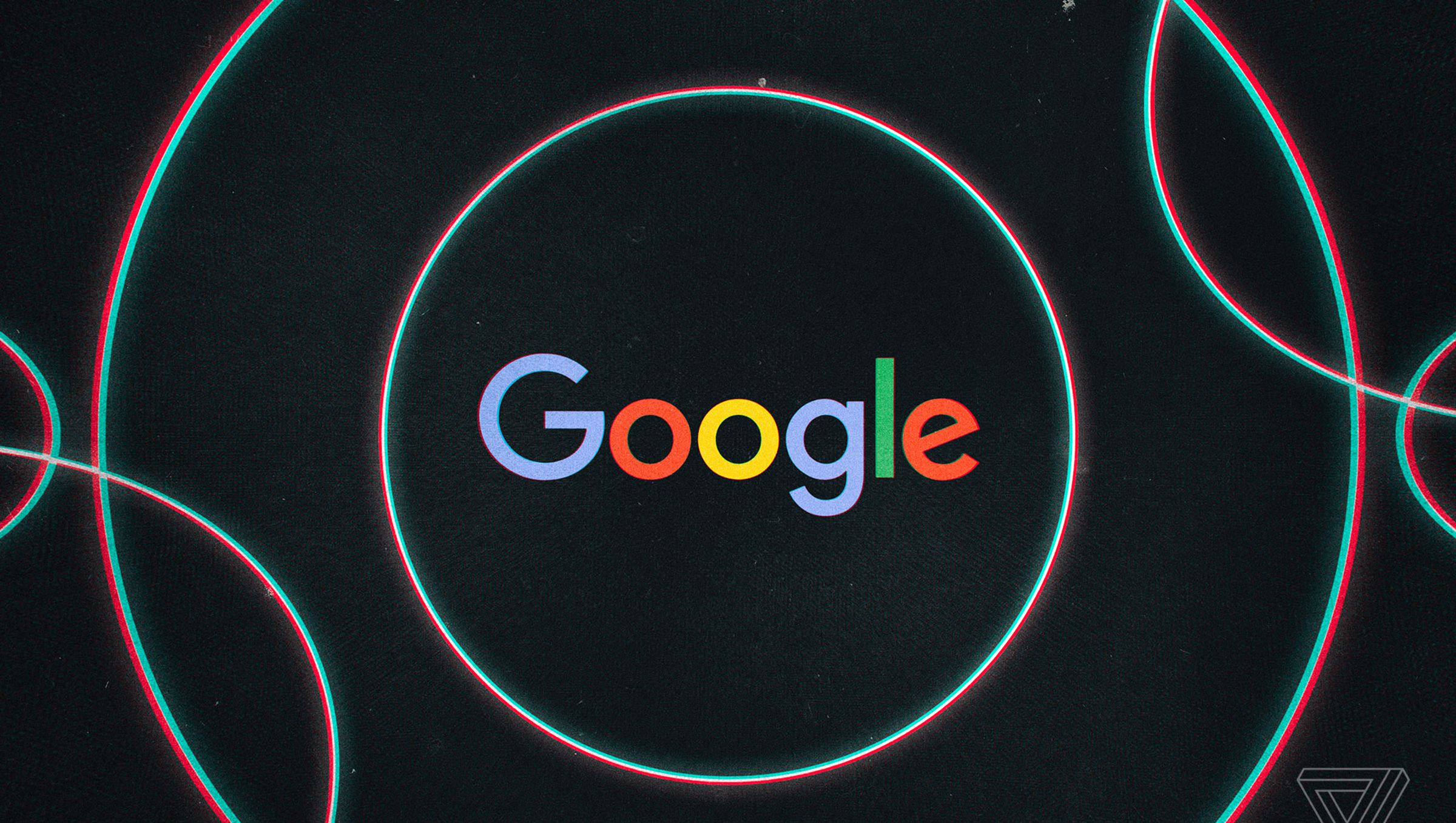 A Google logo sits at the center of ominous concentric circles