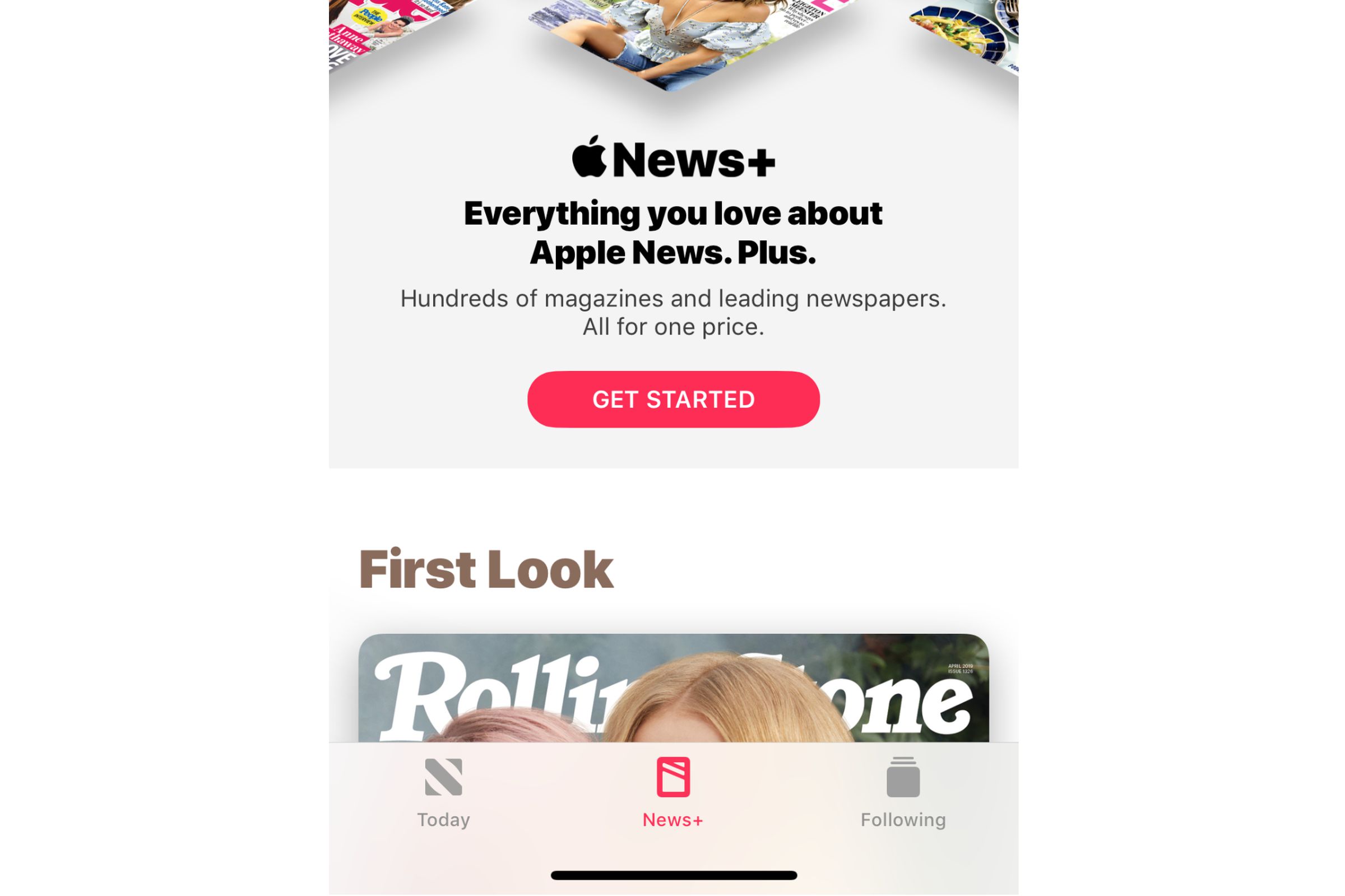 The News+ section on the bottom of the iPhone app