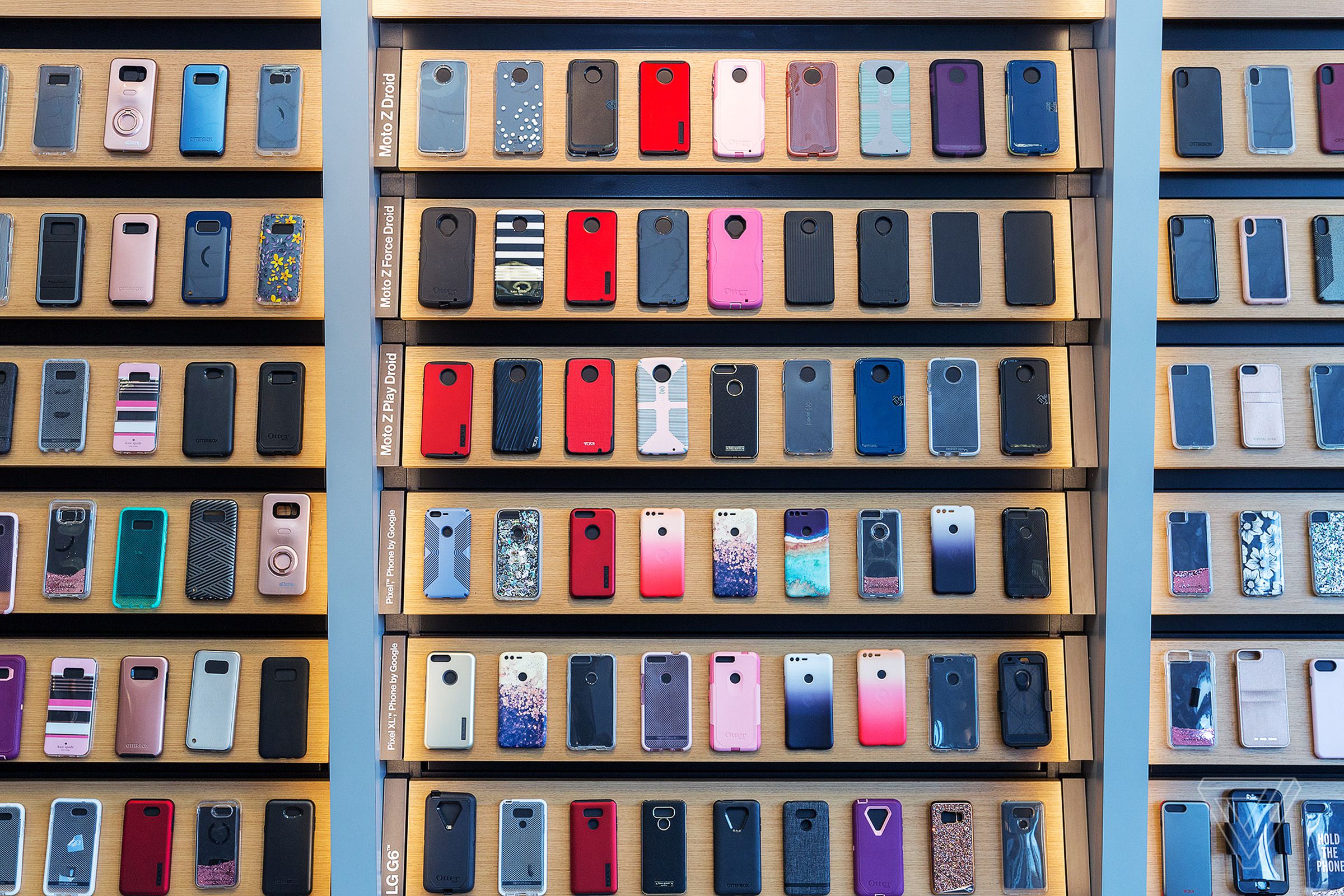 The new phone case layout in Verizon’s Next Gen stores.
