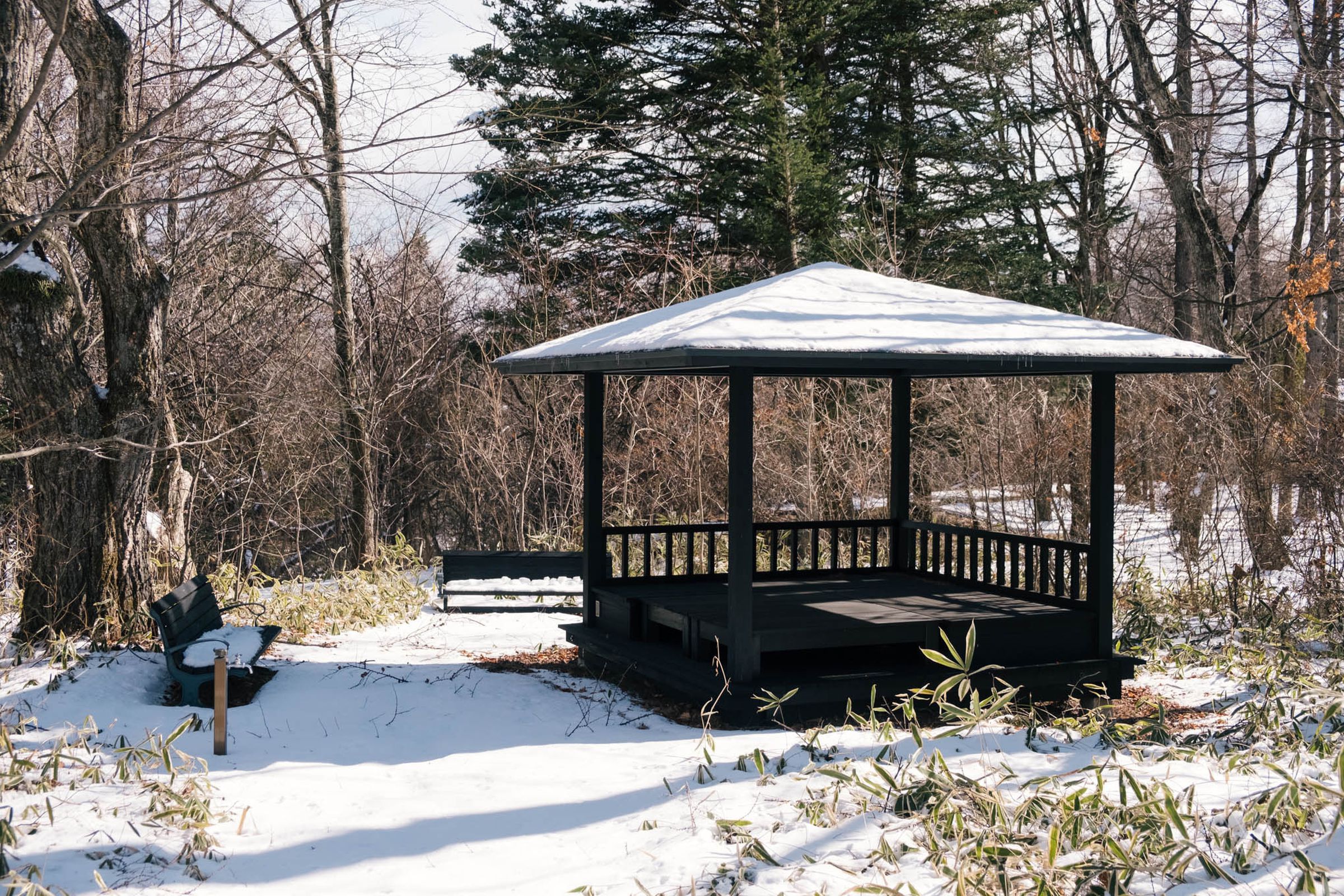 This gazebo hasn't gotten a lot of use so far. Probably because it is super cold in Karuizawa.
