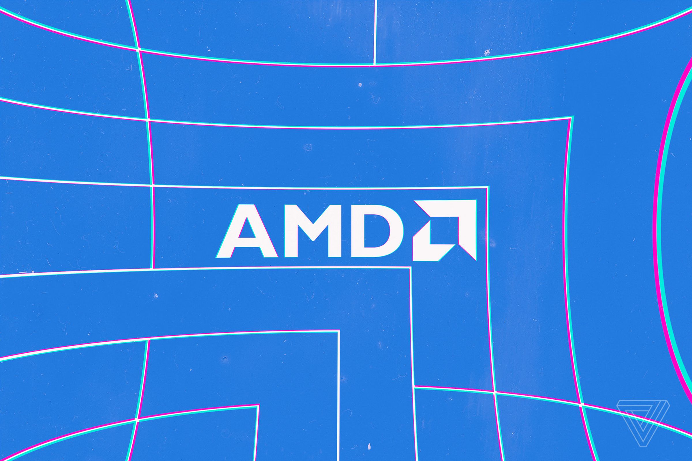 An image showing the AMD logo on a blue background