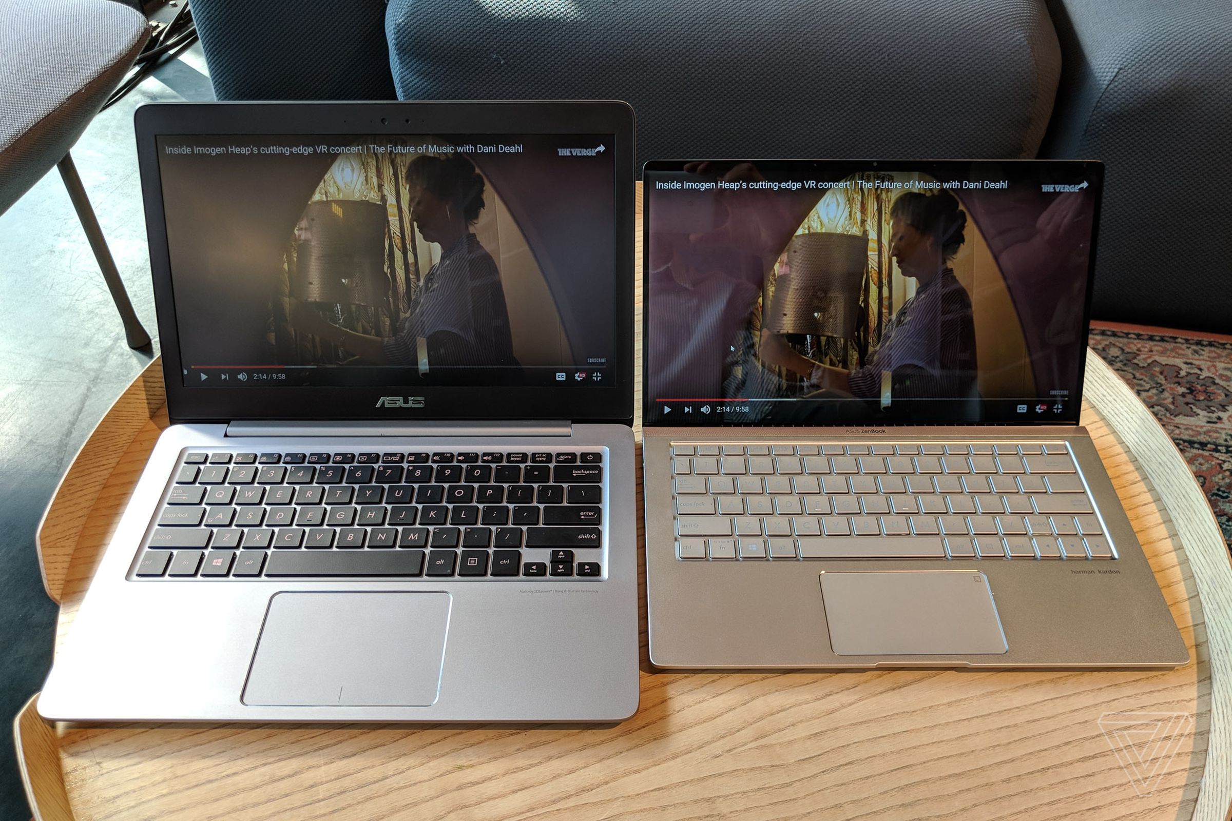 2017’s ZenBook 13, on the left, next to the new ZenBook 13, on the right. Same screen size.