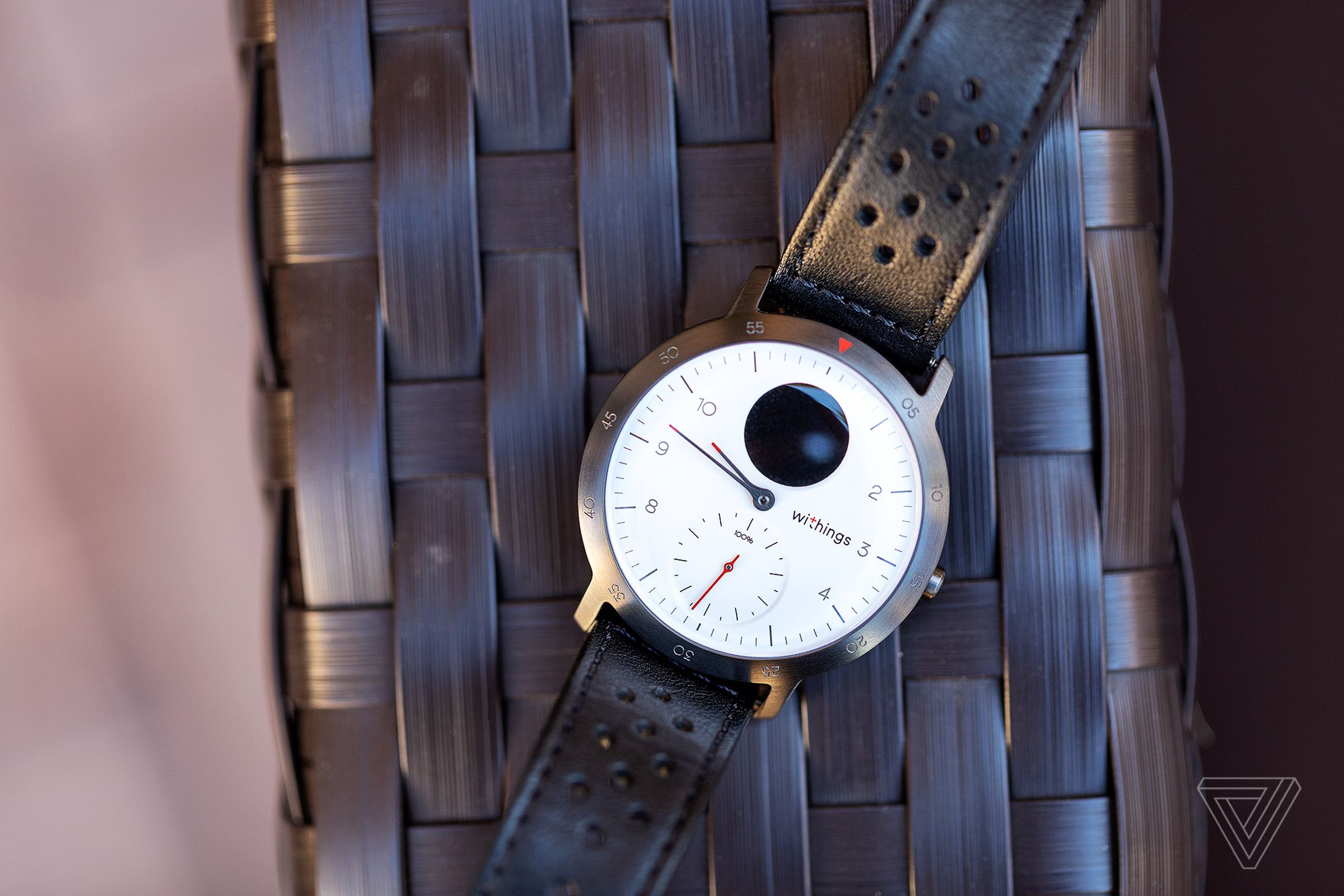 Withings Steel HR Sport with a leather strap by Triwa.