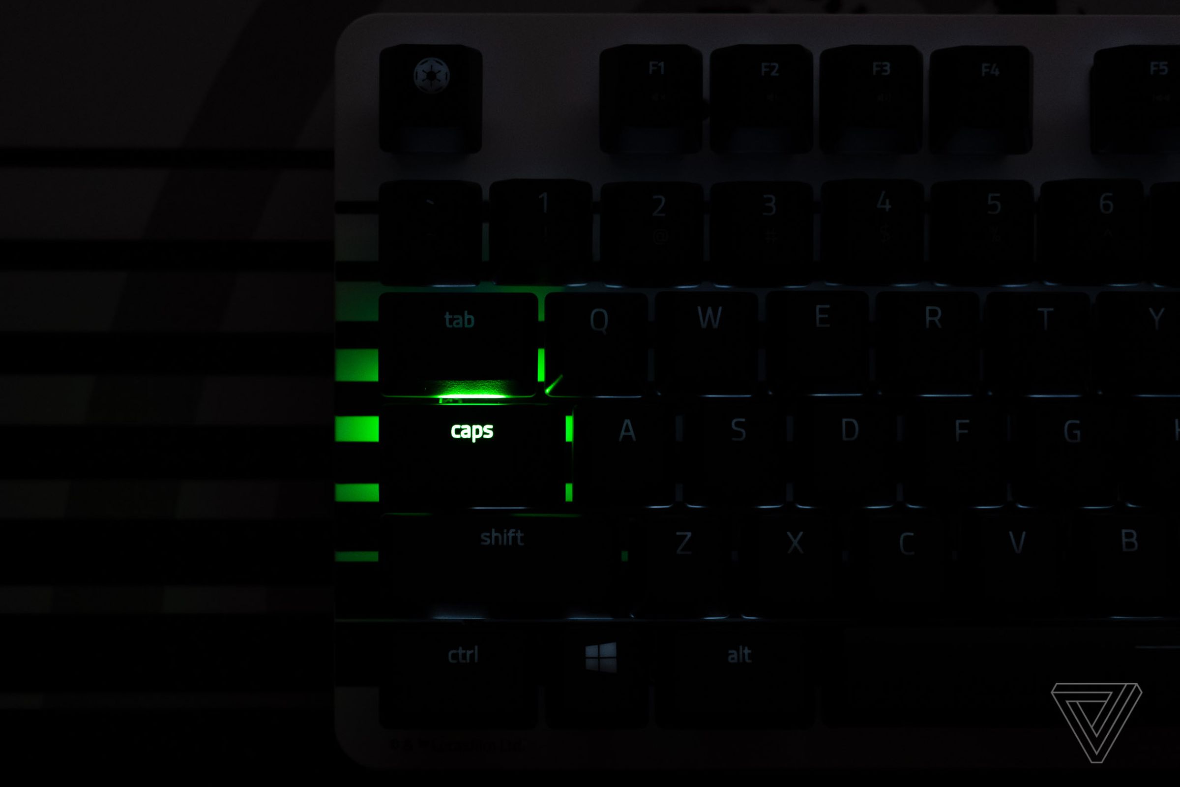 The only bit of color that Razer indulges in is for the Caps Lock key activation, lit up in its signature green.