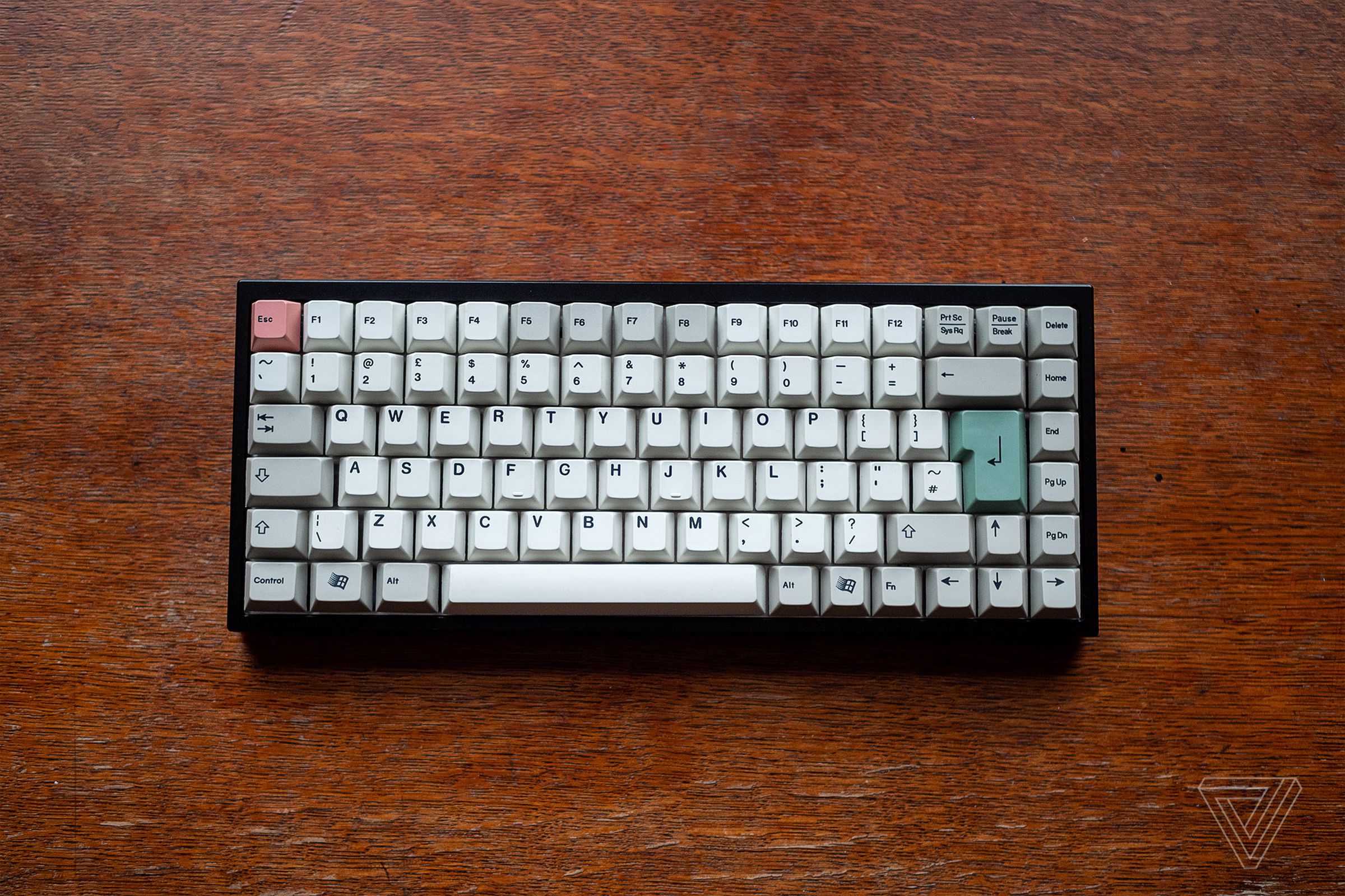 I built a board with a 75 percent layout, so it omits the numpad, and squeezes the arrow keys and function row into a compact layout.