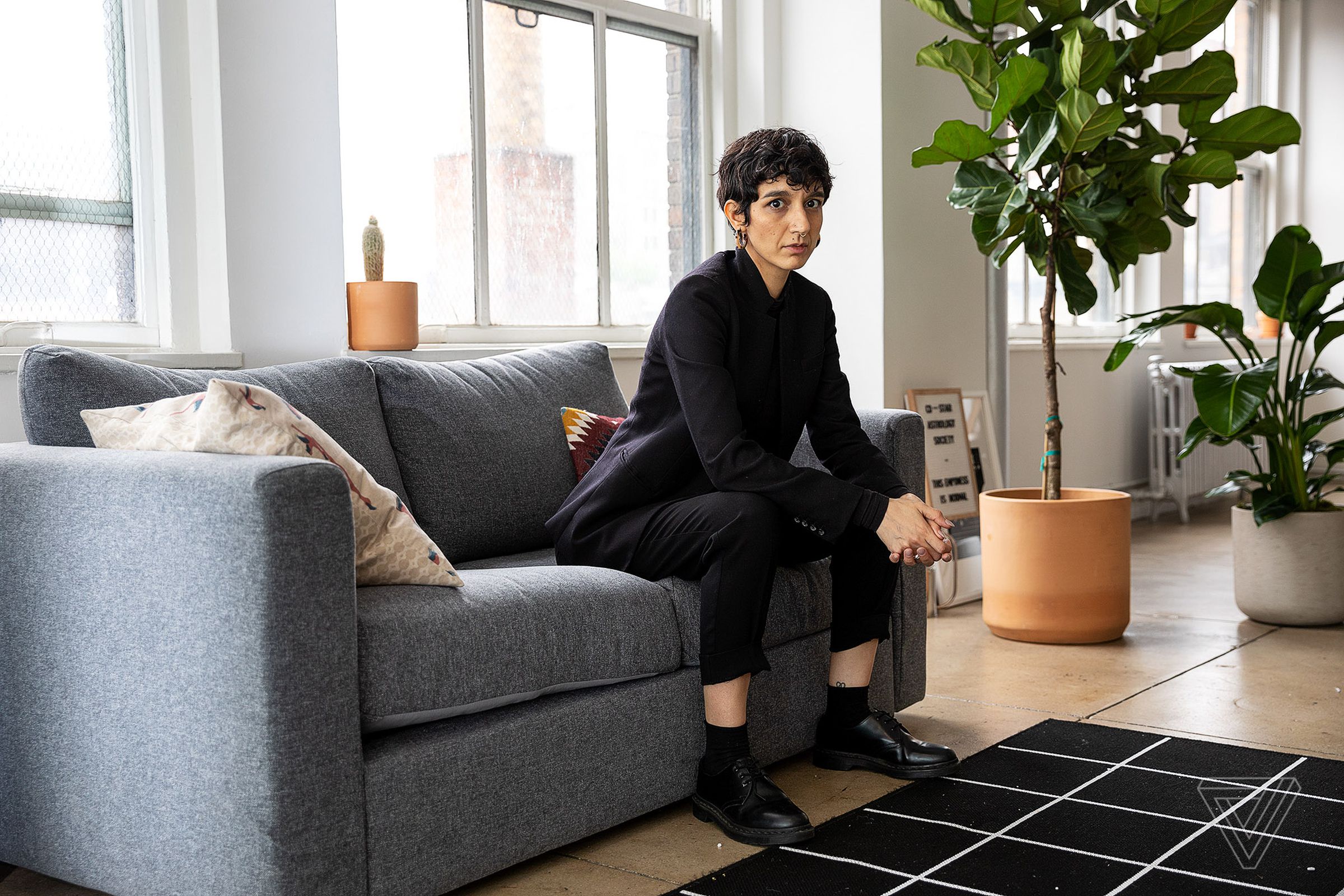 CEO Banu Guler sits for a portrait in the New York office of the Co-Star astrology app.