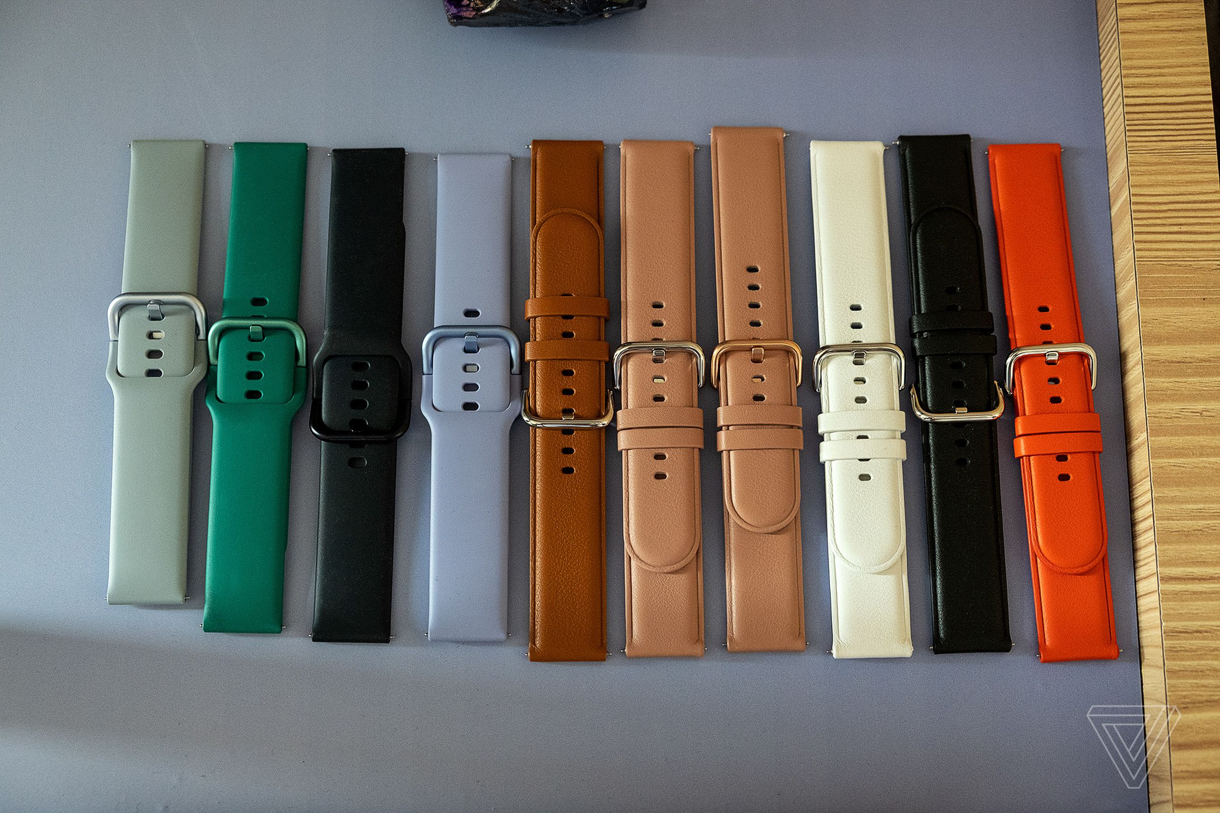 Some of the rubber and leather strap options that will be available for the Galaxy Watch Active 2