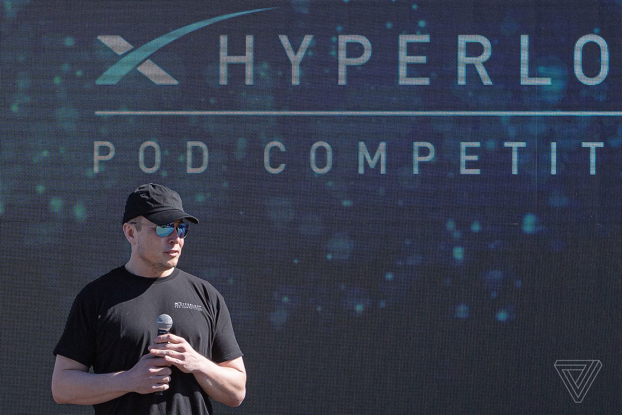 Elon Musk at the 2019 Hyperloop Pod Competition.