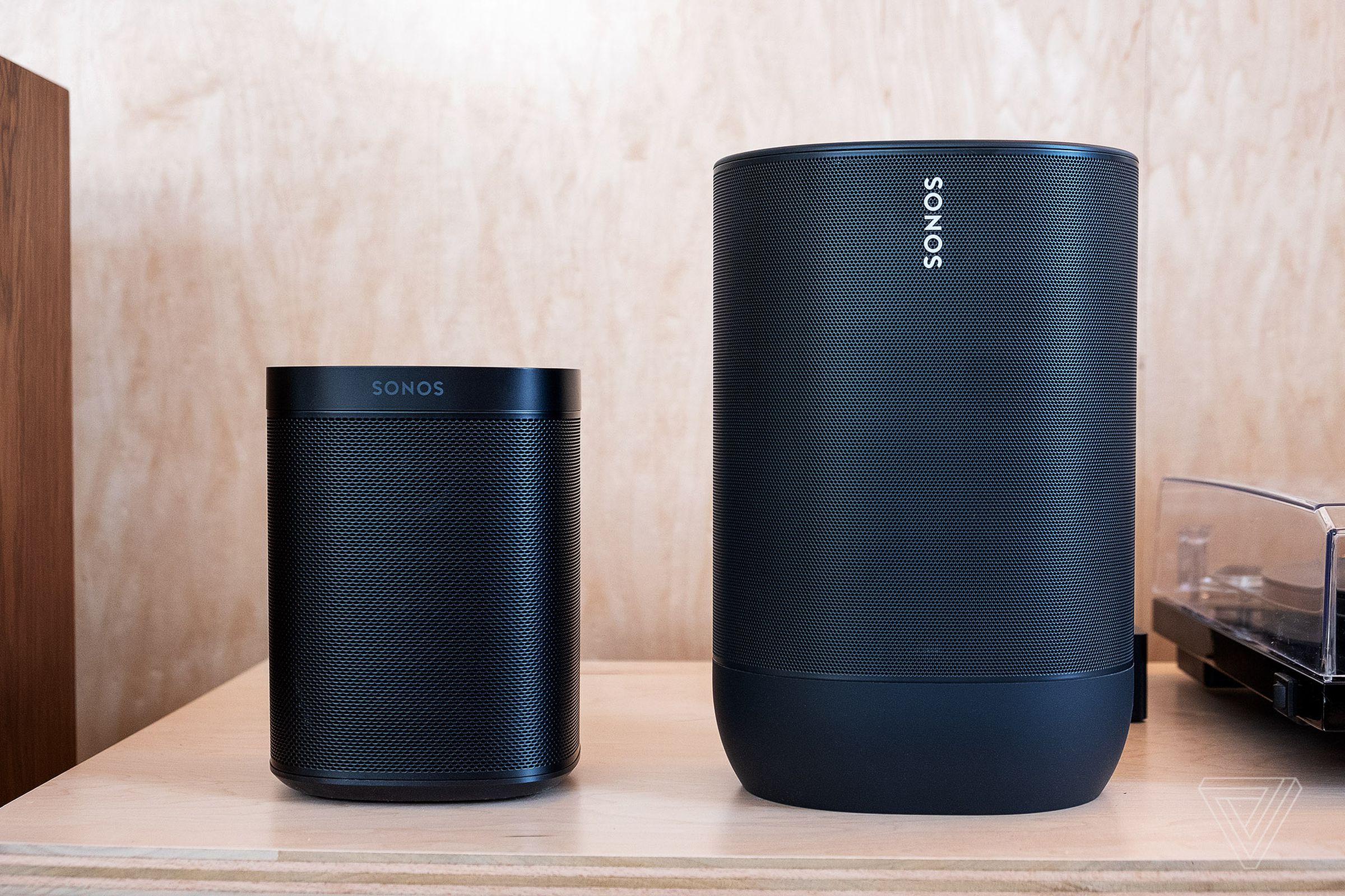 The Sonos Move (right) is much larger than the Sonos One.
