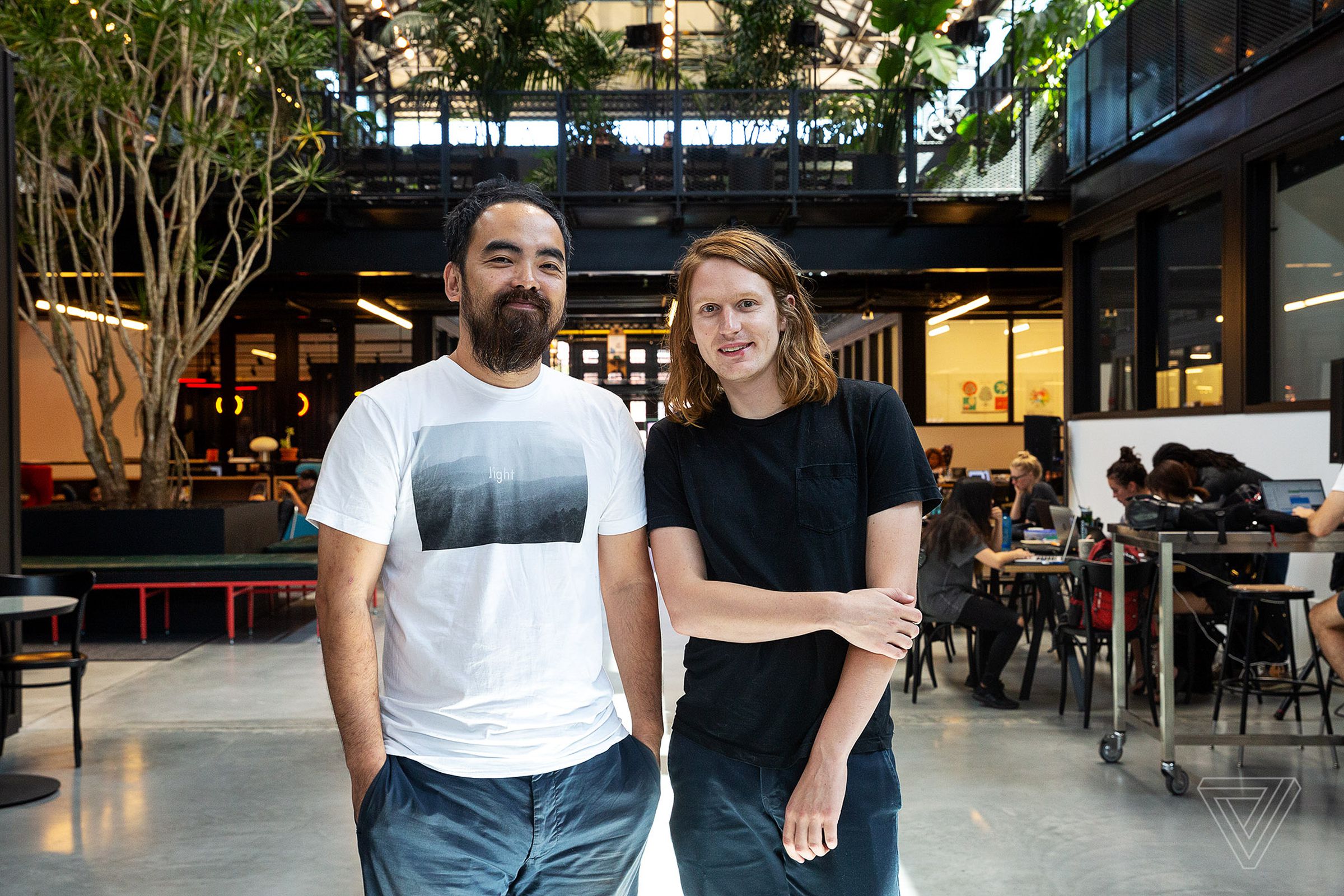 Light Phone founders Joe Hollier and Kai Tang photographed in Brooklyn in 2018.