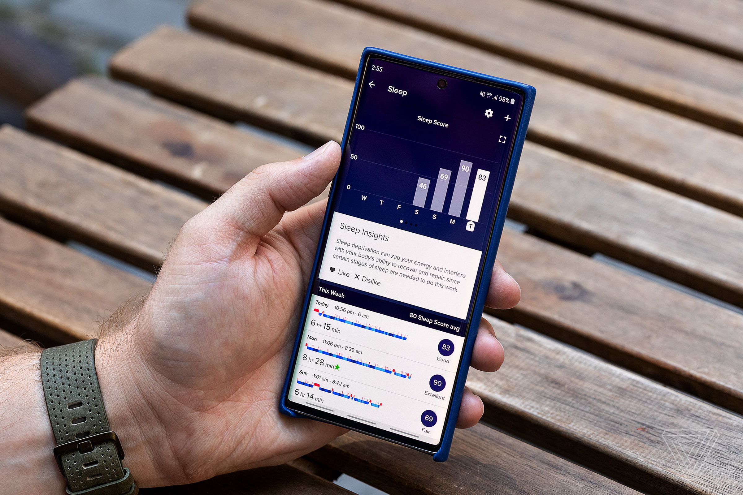 tech news Fitbit sleept racking screen shown on a phone