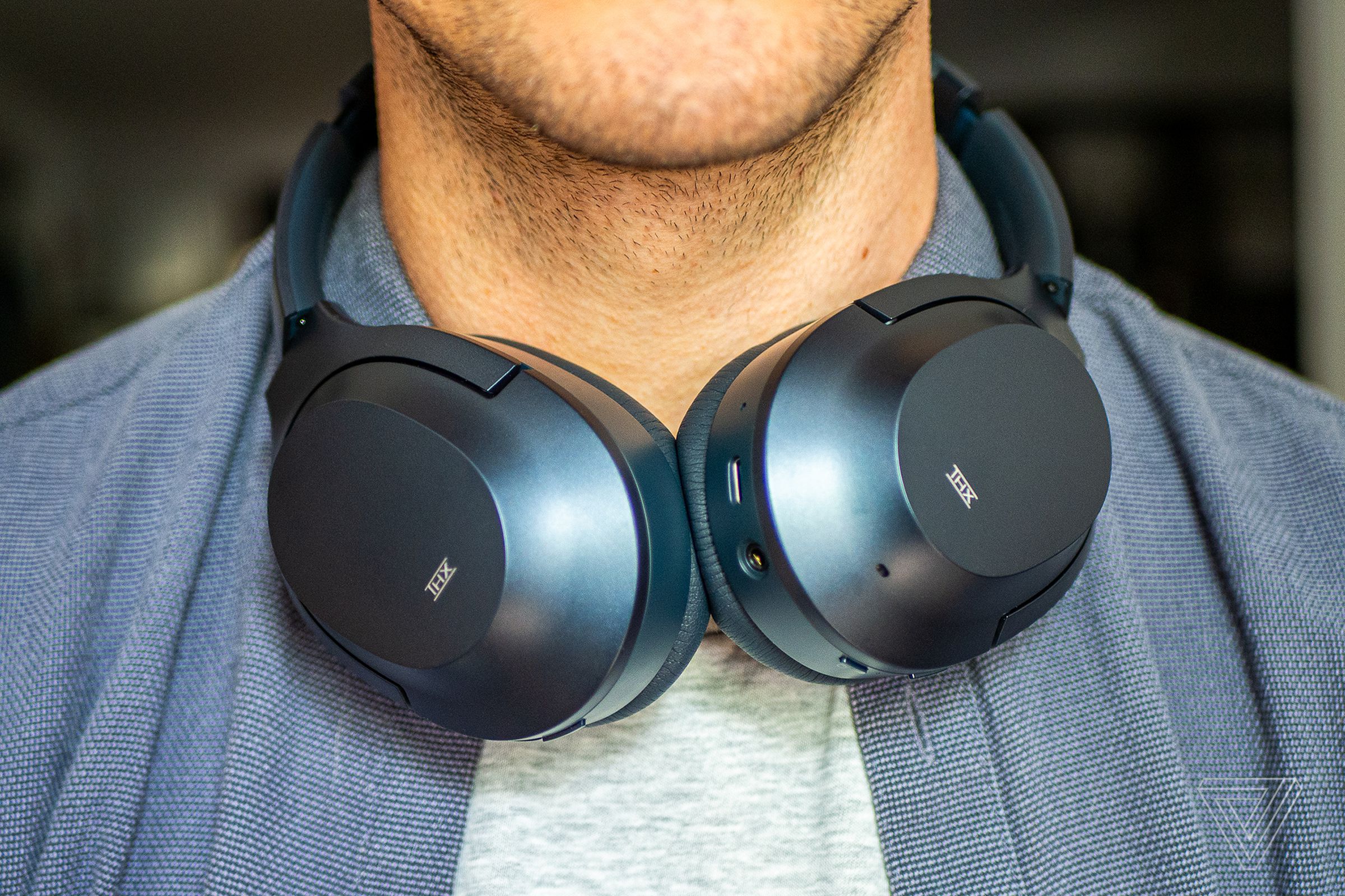 Razer Opus, the best noise-canceling headphones for around $200, worn around the neck.
