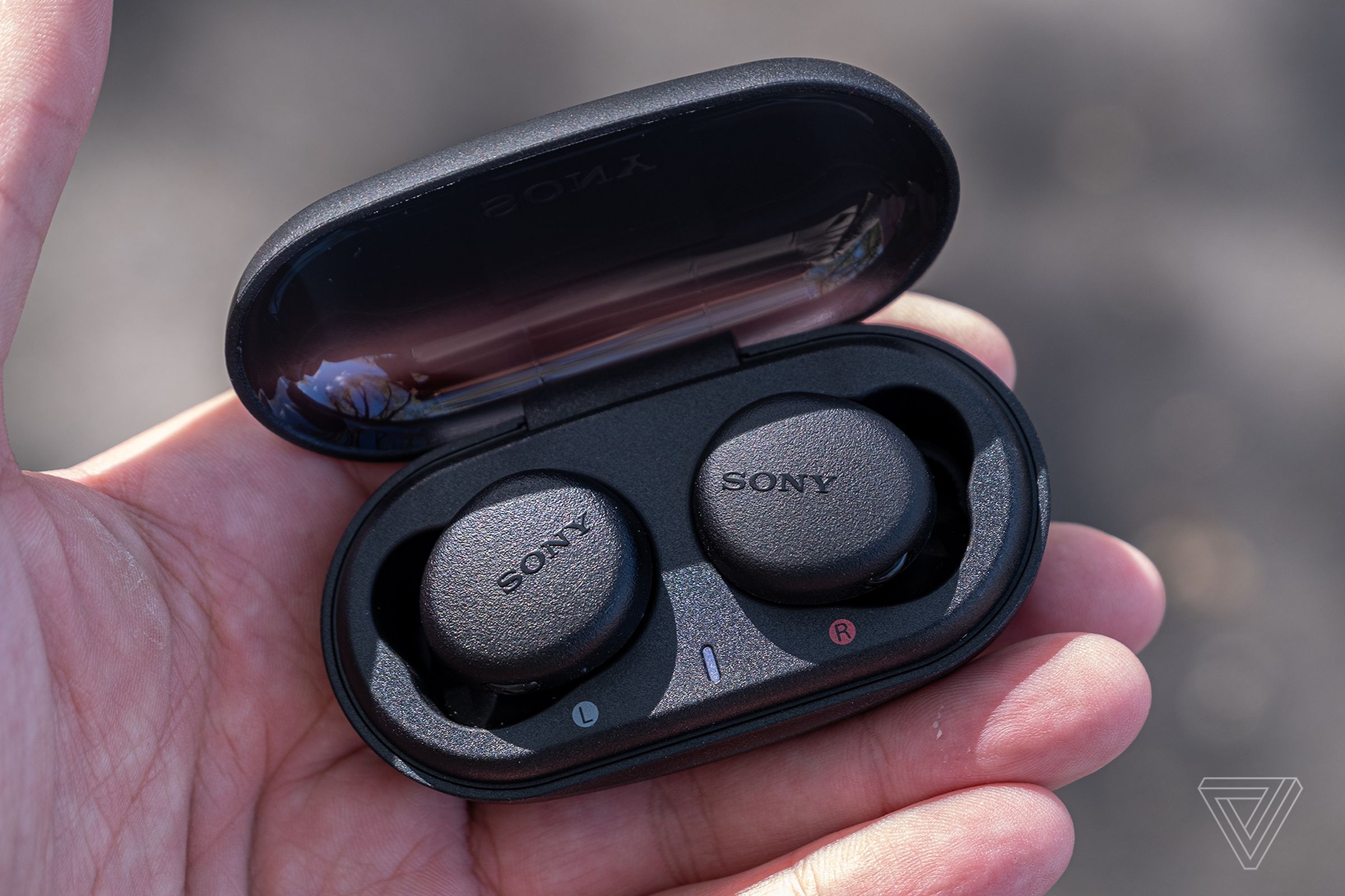 An image of the Sony WF-XB700, the best wireless earbuds if you can get a deal, in someone’s hand.