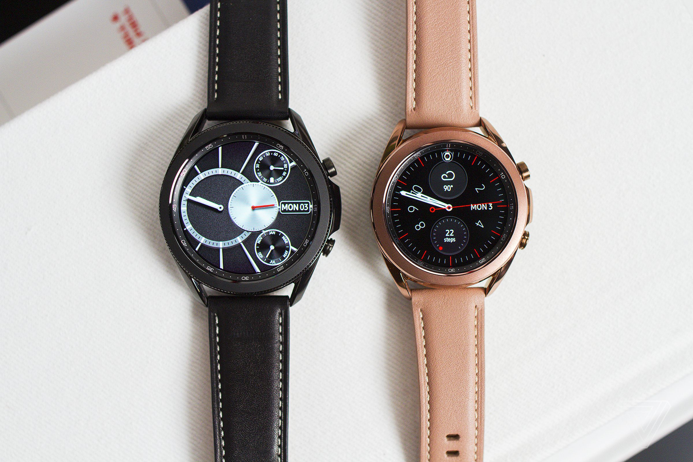 Samsung Galaxy Watch 3 in 45mm and 41mm sizes.
