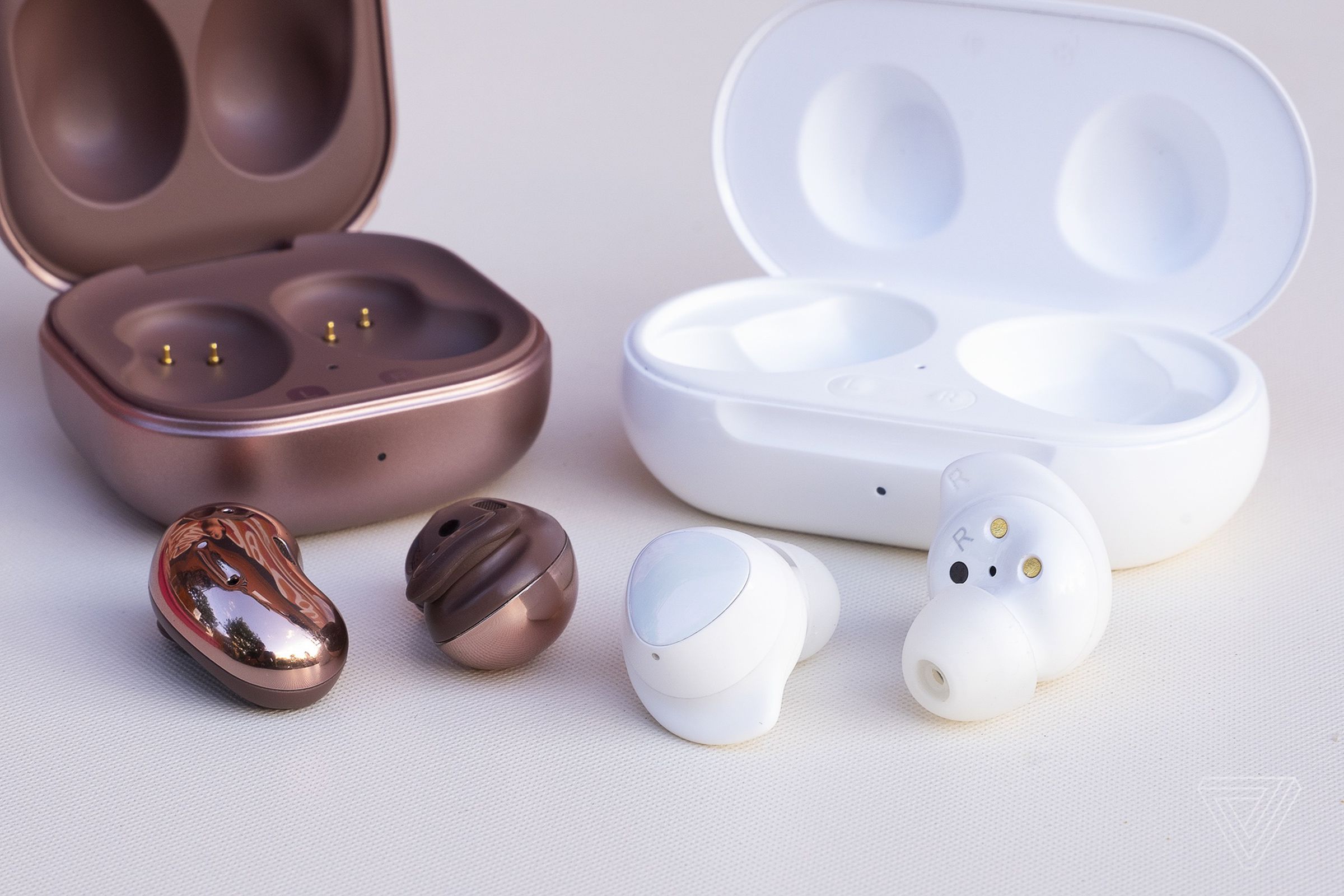 Samsung’s Galaxy Buds Plus have a more traditional design with silicone ear tips.
