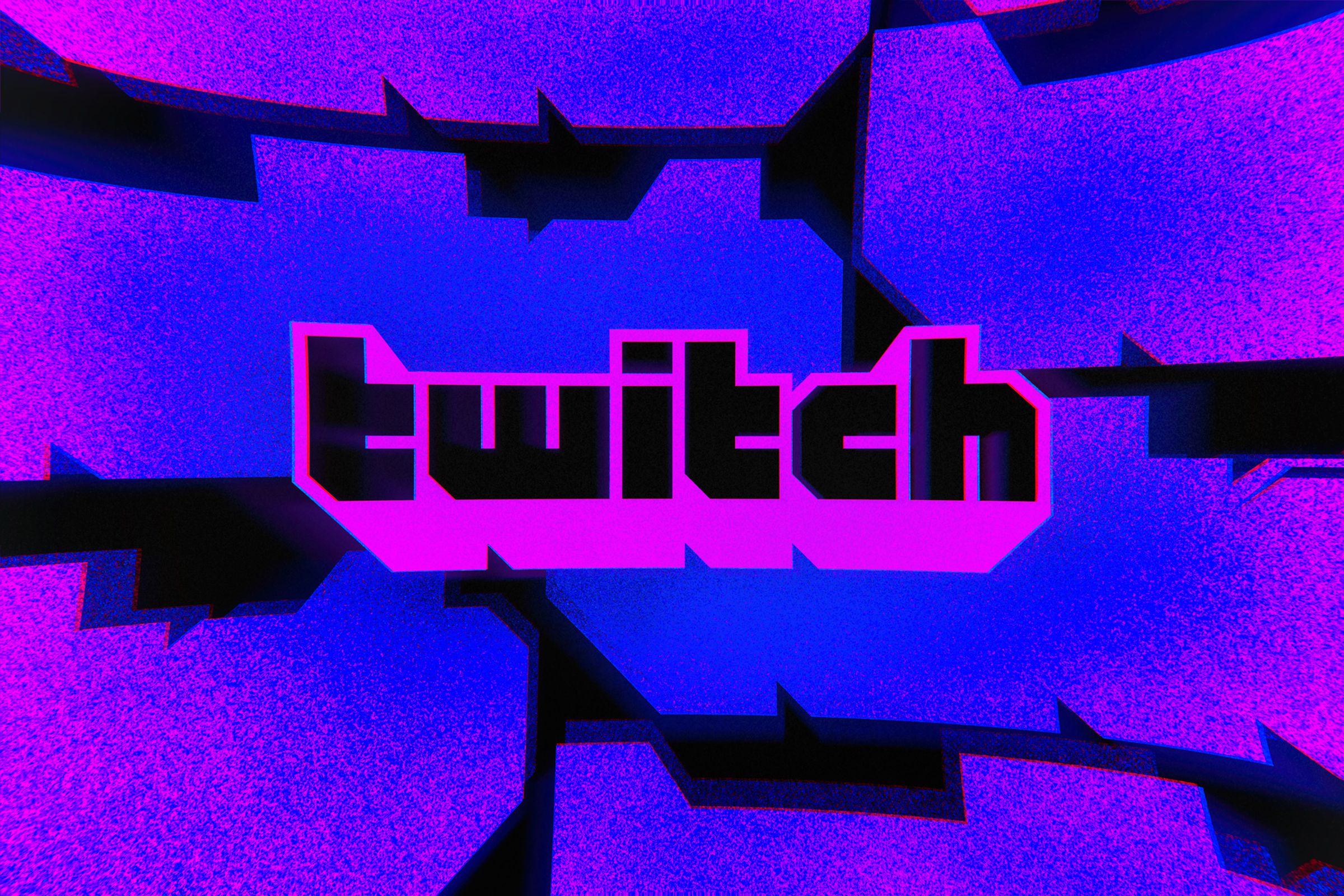 An illustration of the Twitch logo in front of filled-in Twitch logos.