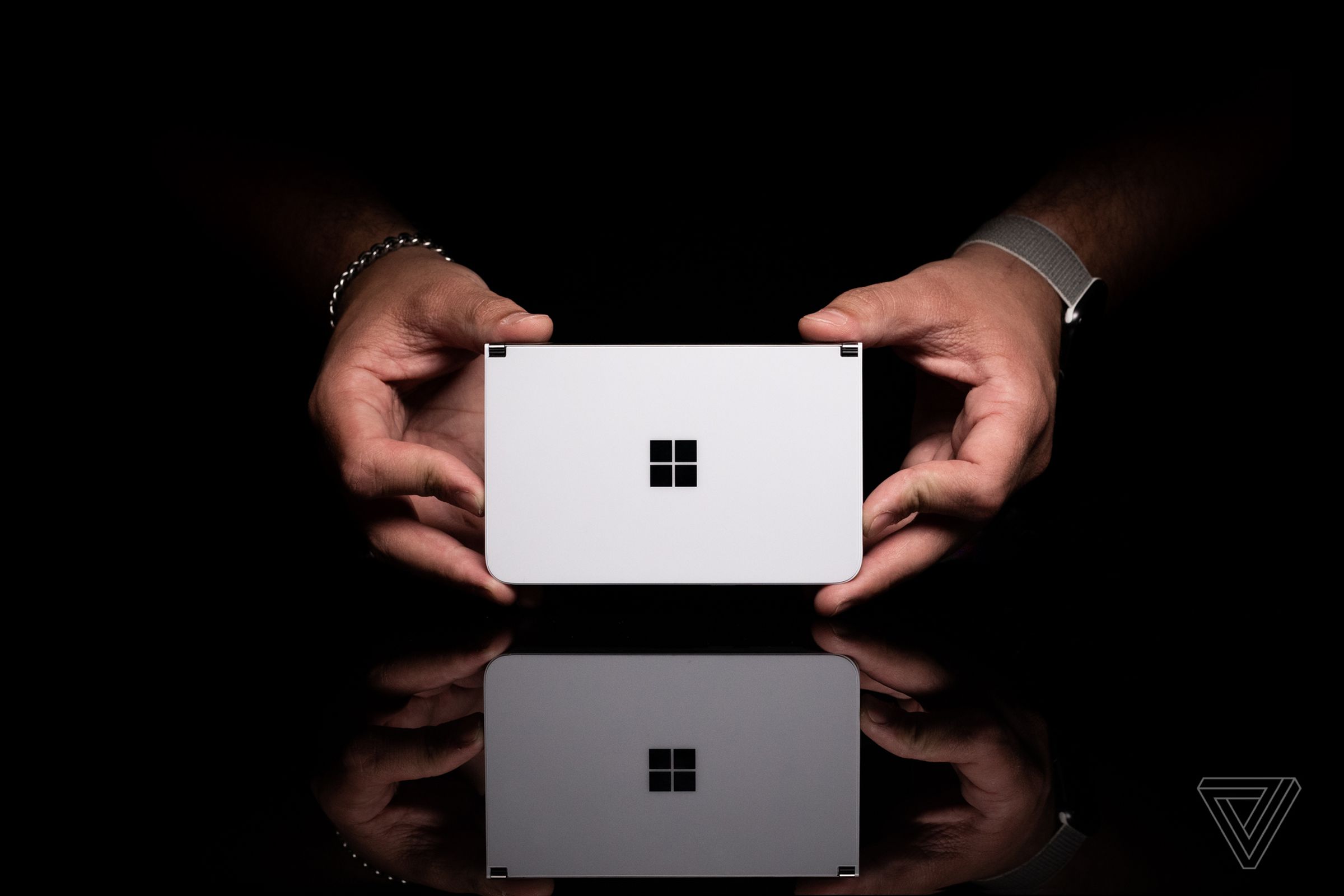 The Microsoft Surface Duo has no screens or cameras on the outside when closed