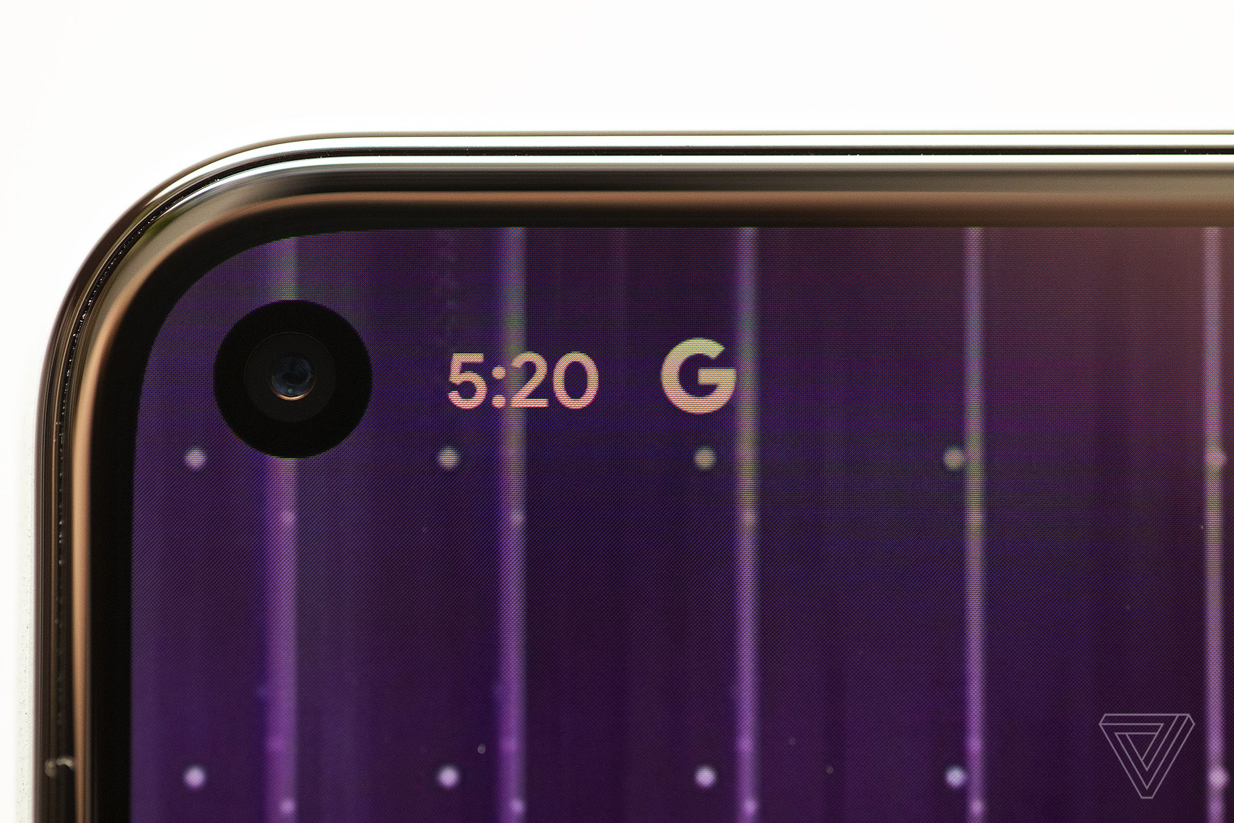 The hole punch selfie camera and thin bezels on the Pixel 5