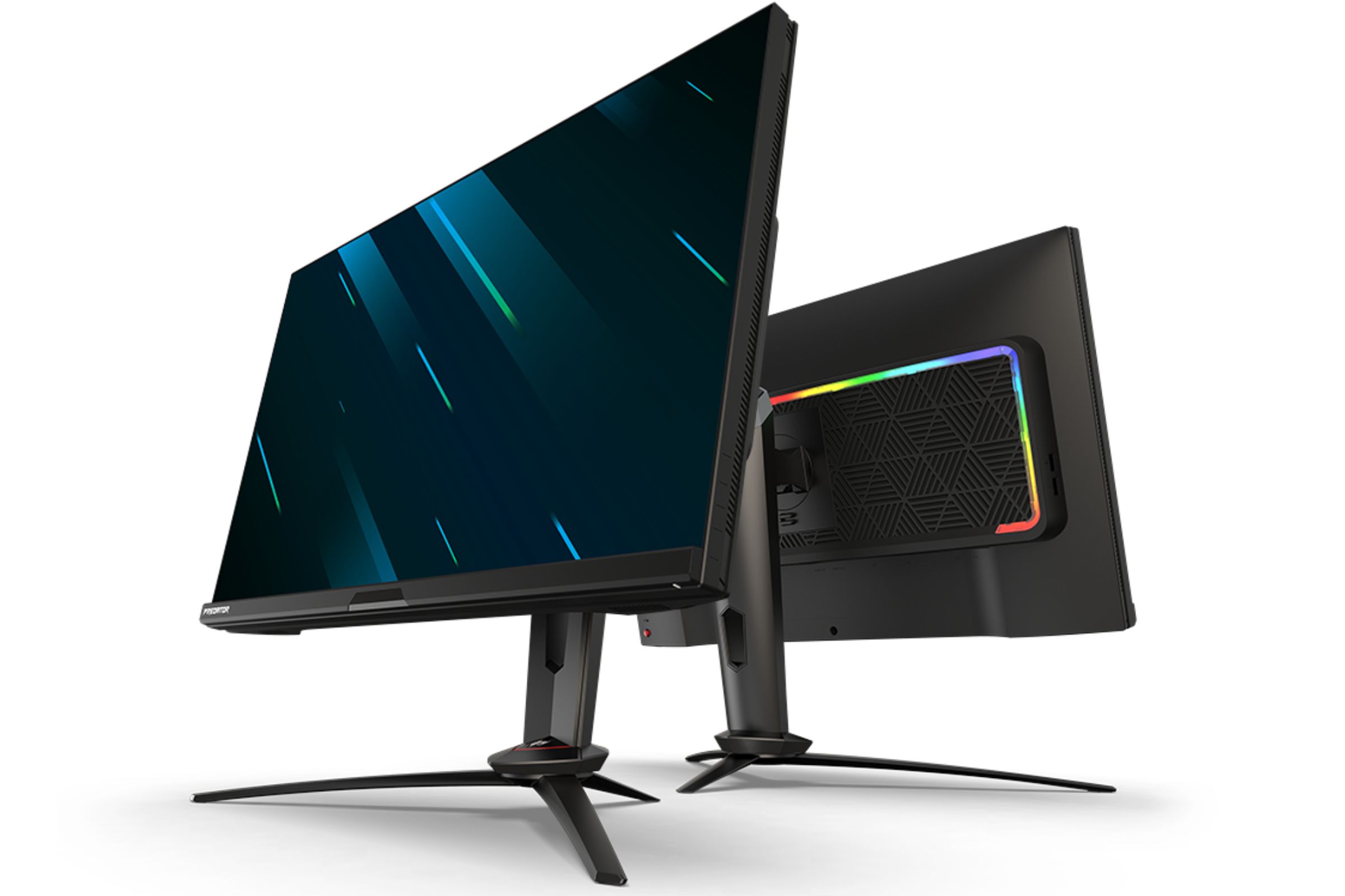 The XB273U NV claims to have features to help out your eyes. The RGB strip on the monitor’s back is easy on the eyes, too.
