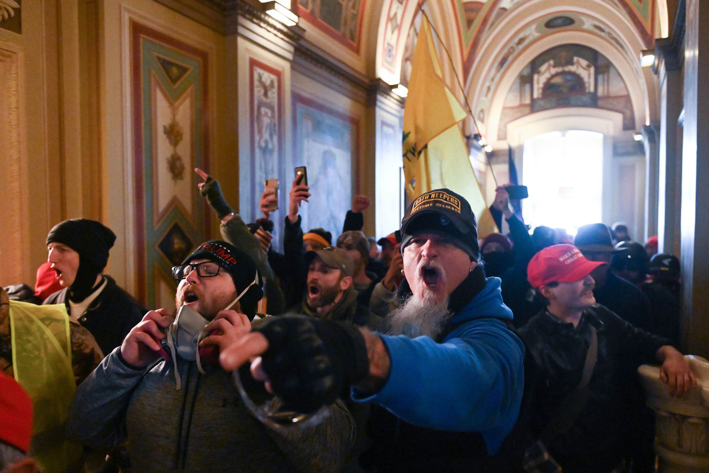Demonstrators breached security, flooding into restricted zones of the Capitol.