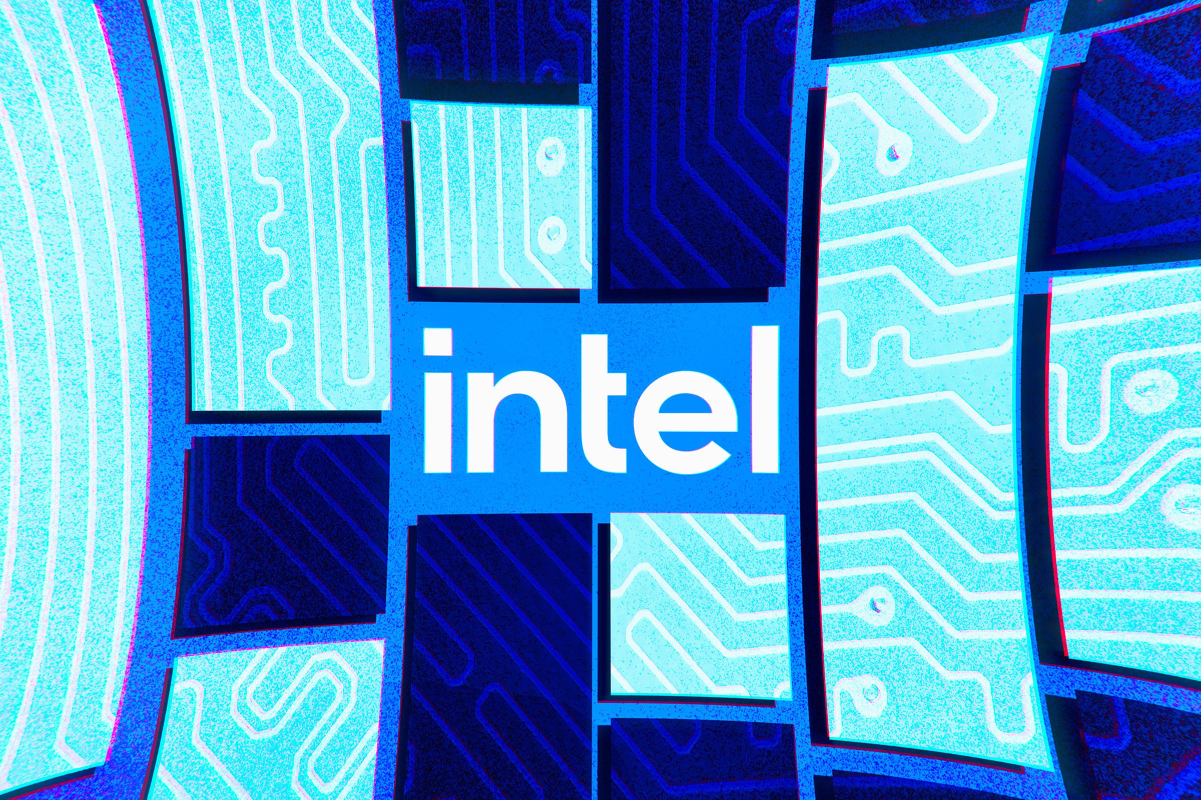 Grafisk illustration med Intels varumärke