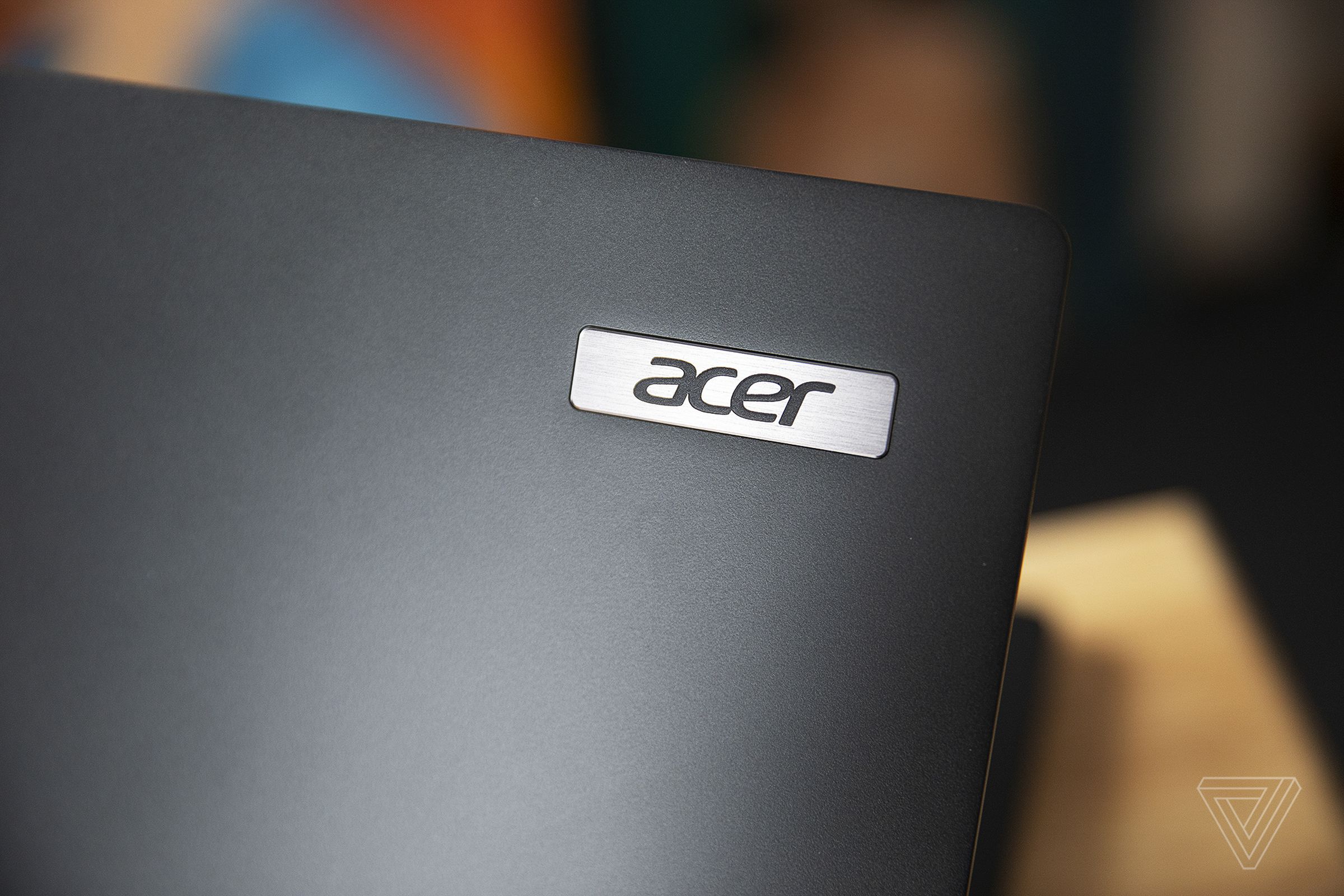 The Acer logo on the lid of the Acer Travelmate P6.