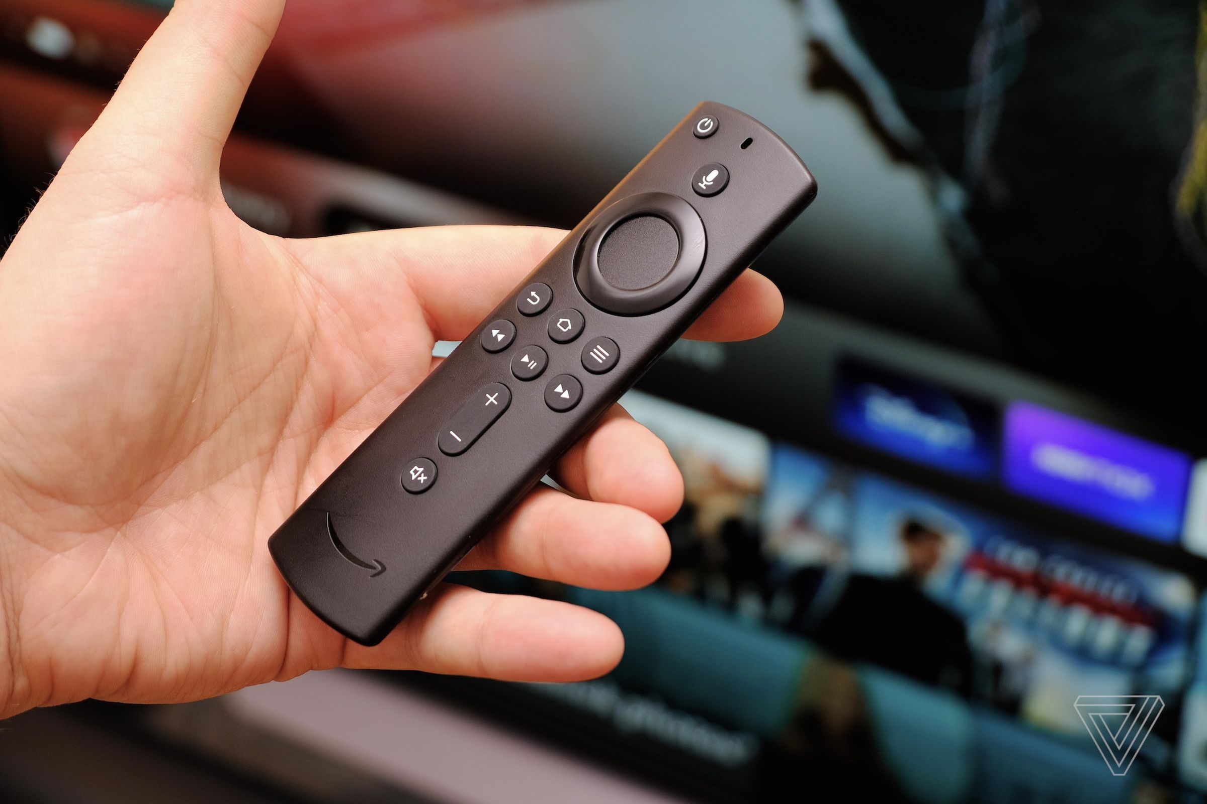 The Fire TV Stick’s remote has buttons for controlling your TV power and volume.
