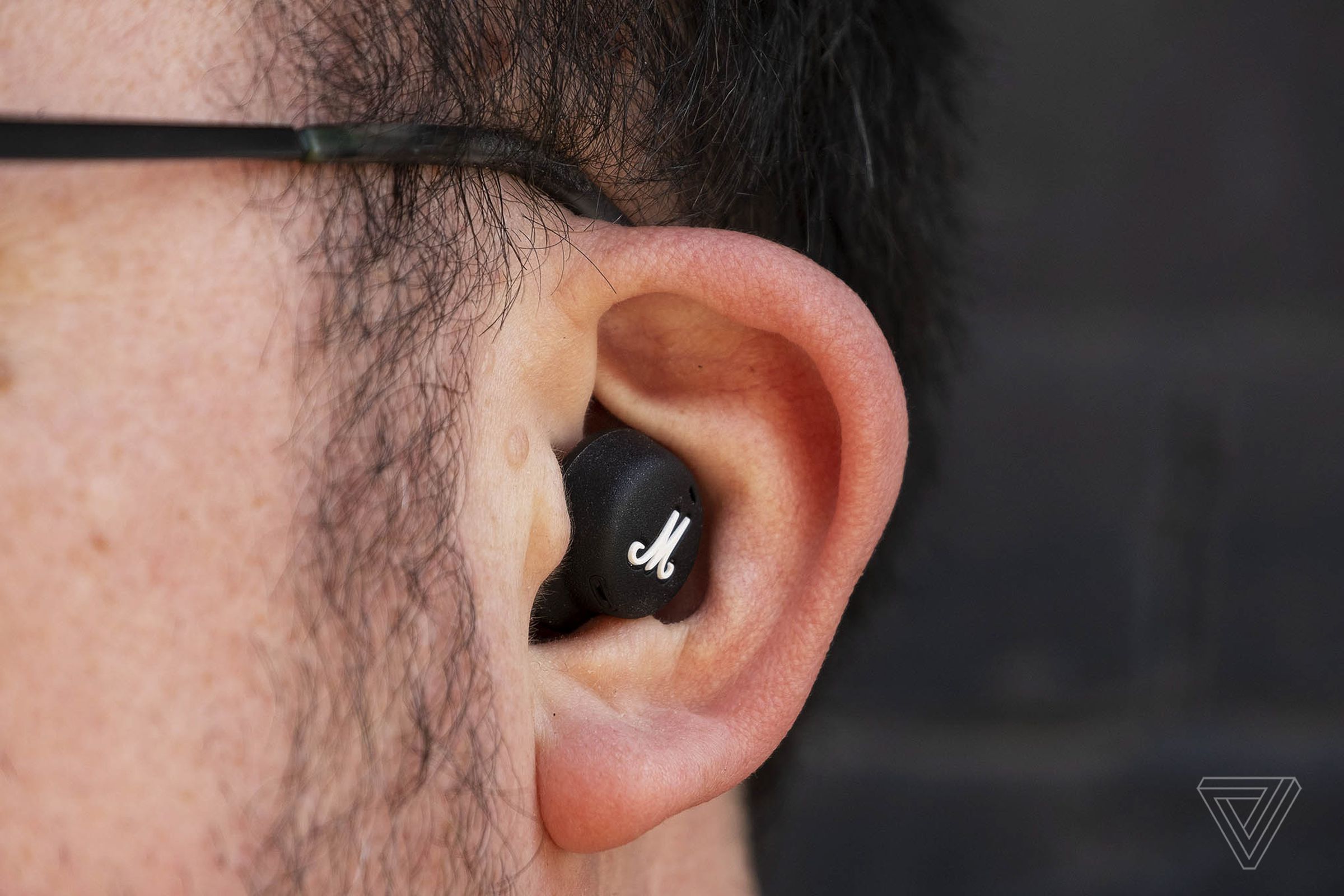 The Mode II earbuds are on the smaller side and don’t stick out of your ears too far.